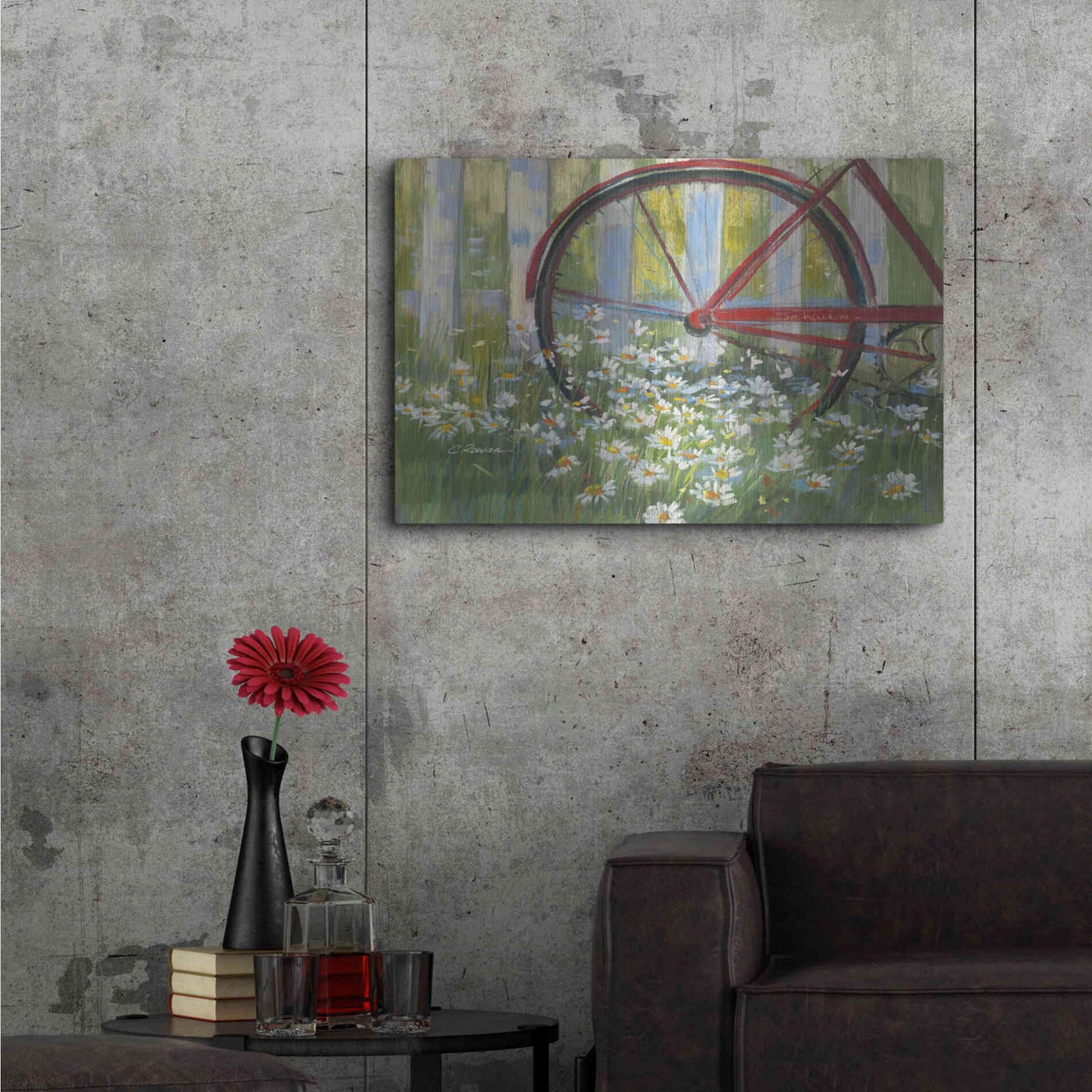 Luxe Metal Art 'Bicycle By The Fence Crop' by Carol Rowan, Metal Wall Art,36x24