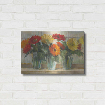 Luxe Metal Art 'Gerberas In Glass Vases' by Carol Rowan, Metal Wall Art,24x16