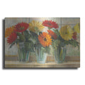 Luxe Metal Art 'Gerberas In Glass Vases' by Carol Rowan, Metal Wall Art