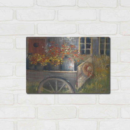 Luxe Metal Art 'Garden Wagon 2' by Carol Rowan, Metal Wall Art,16x12