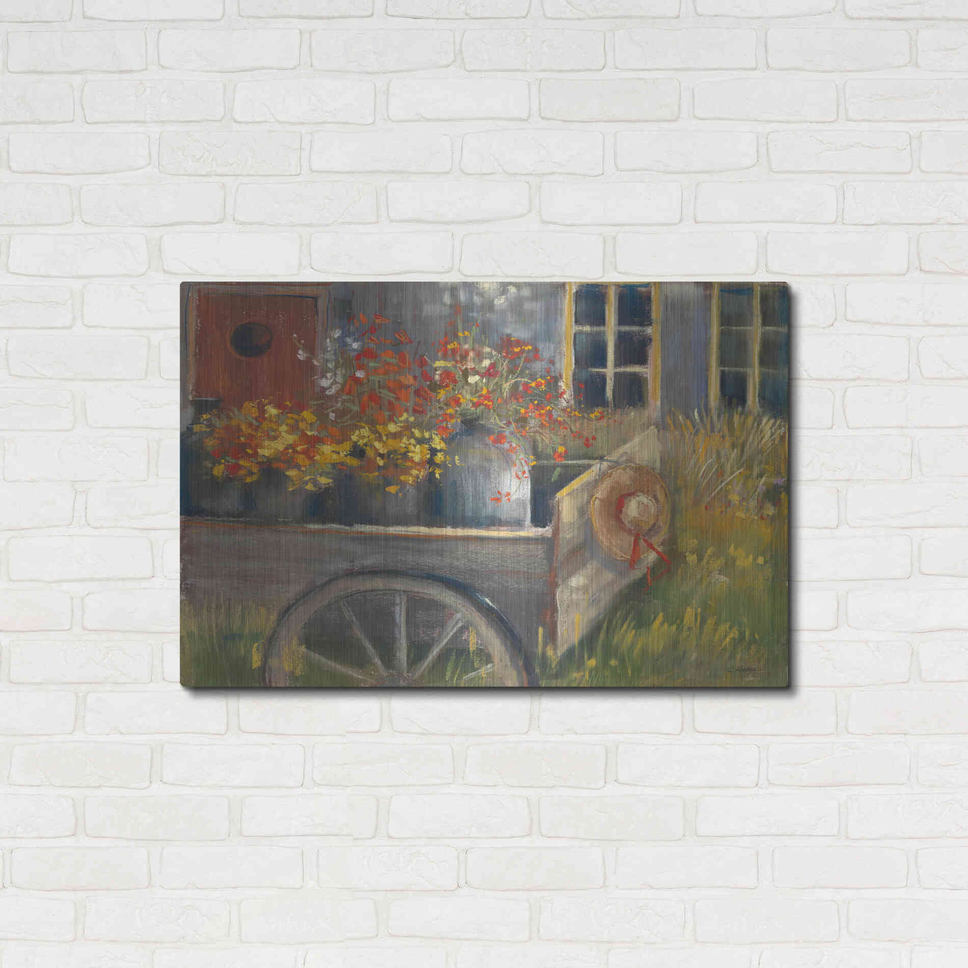 Luxe Metal Art 'Garden Wagon 2' by Carol Rowan, Metal Wall Art,36x24