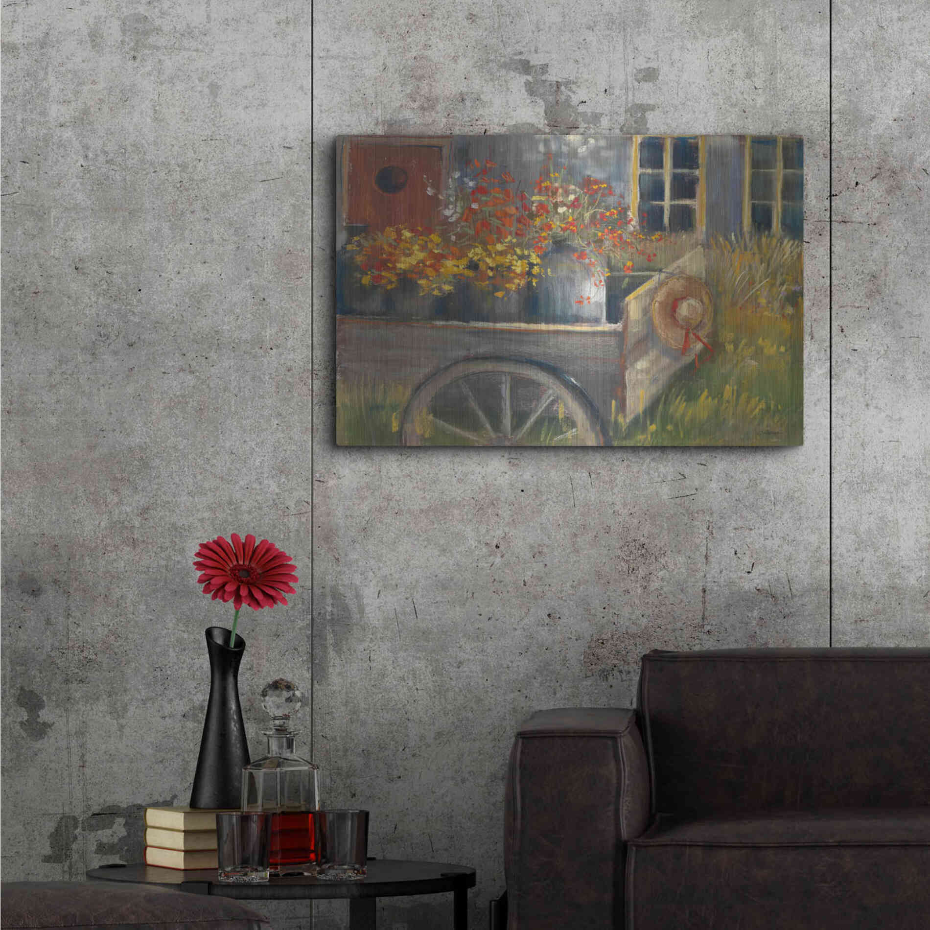 Luxe Metal Art 'Garden Wagon 2' by Carol Rowan, Metal Wall Art,36x24