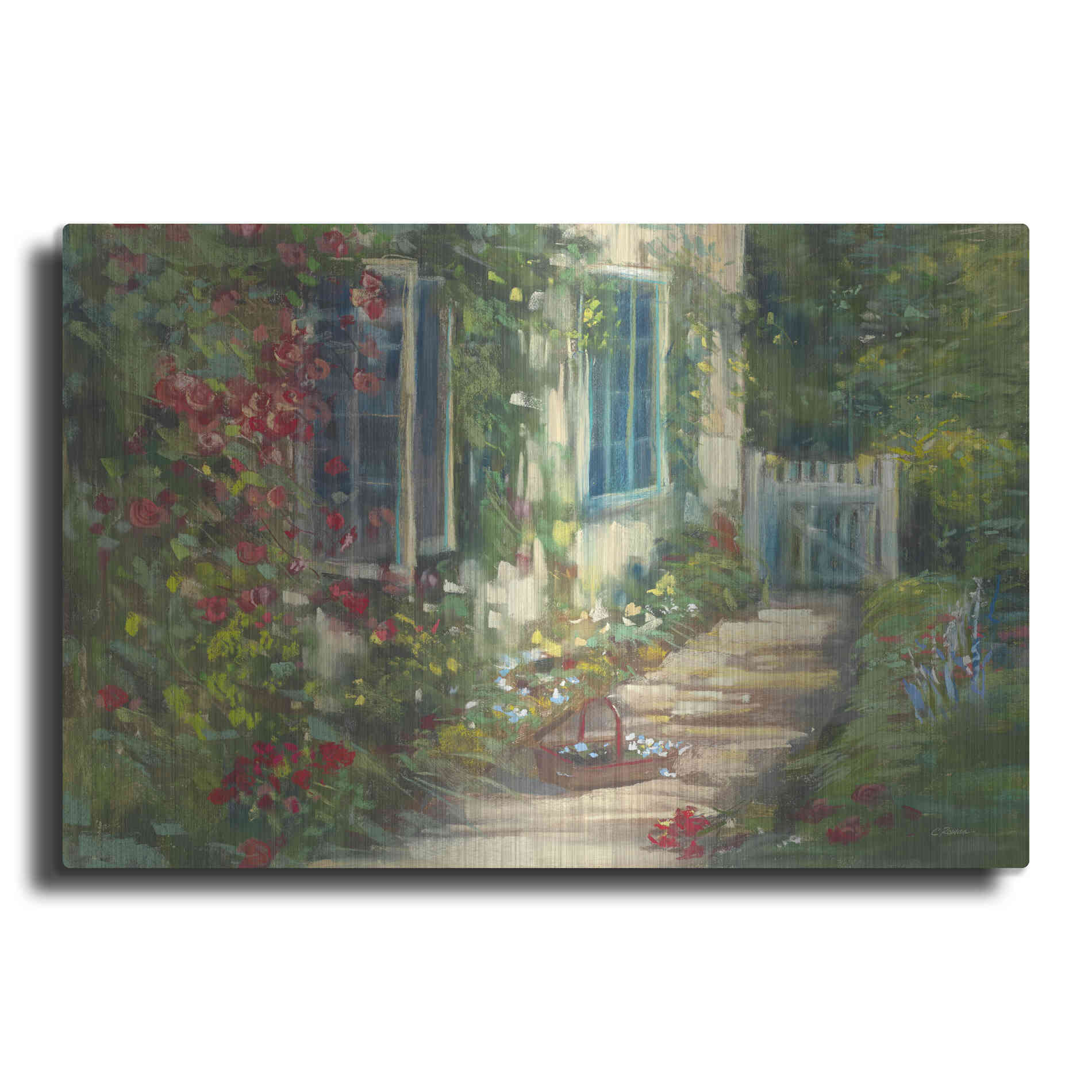 Luxe Metal Art 'Cottage Garden' by Carol Rowan, Metal Wall Art