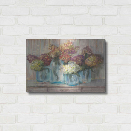 Luxe Metal Art 'Hydrangeas In Glass Jars' by Carol Rowan, Metal Wall Art,24x16