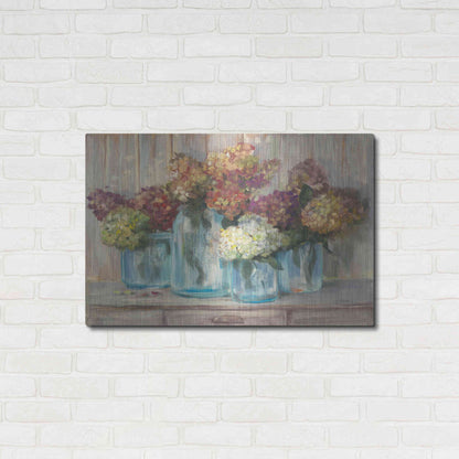 Luxe Metal Art 'Hydrangeas In Glass Jars' by Carol Rowan, Metal Wall Art,36x24