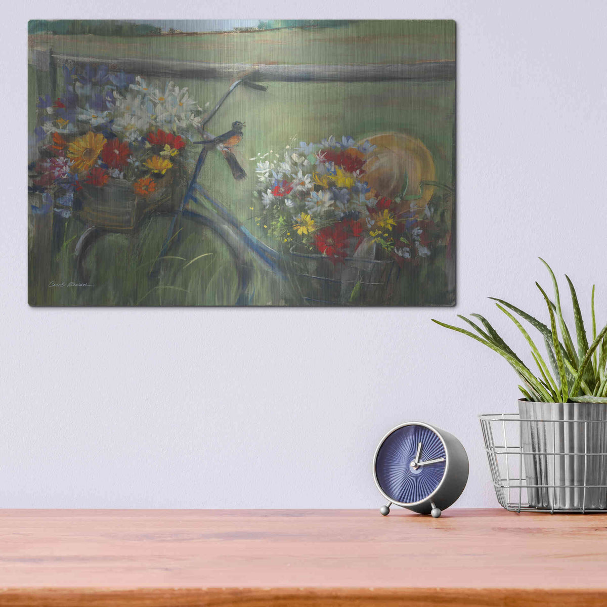 Luxe Metal Art 'Karens Bicycle' by Carol Rowan, Metal Wall Art,16x12