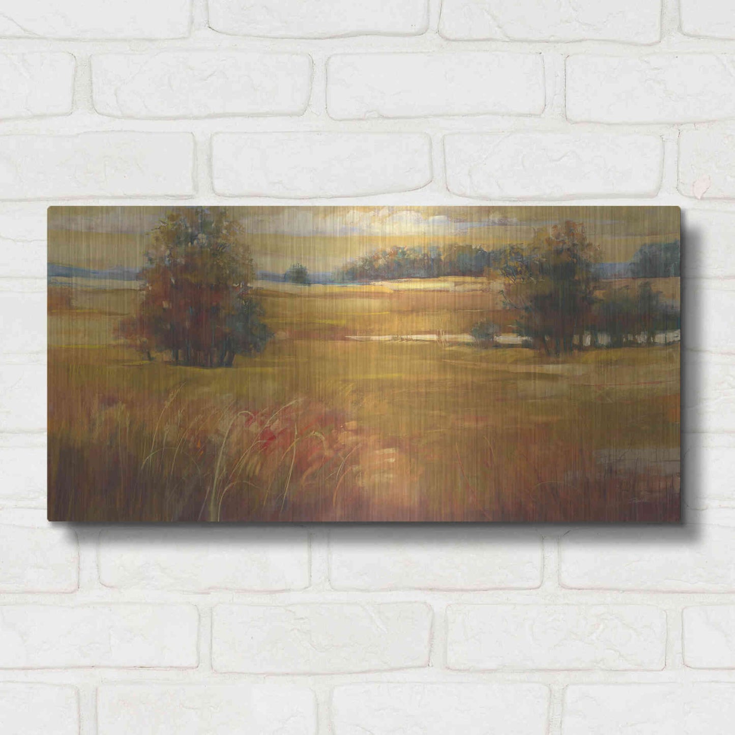 Luxe Metal Art 'October Light Golden Sky' by Carol Rowan, Metal Wall Art,24x12