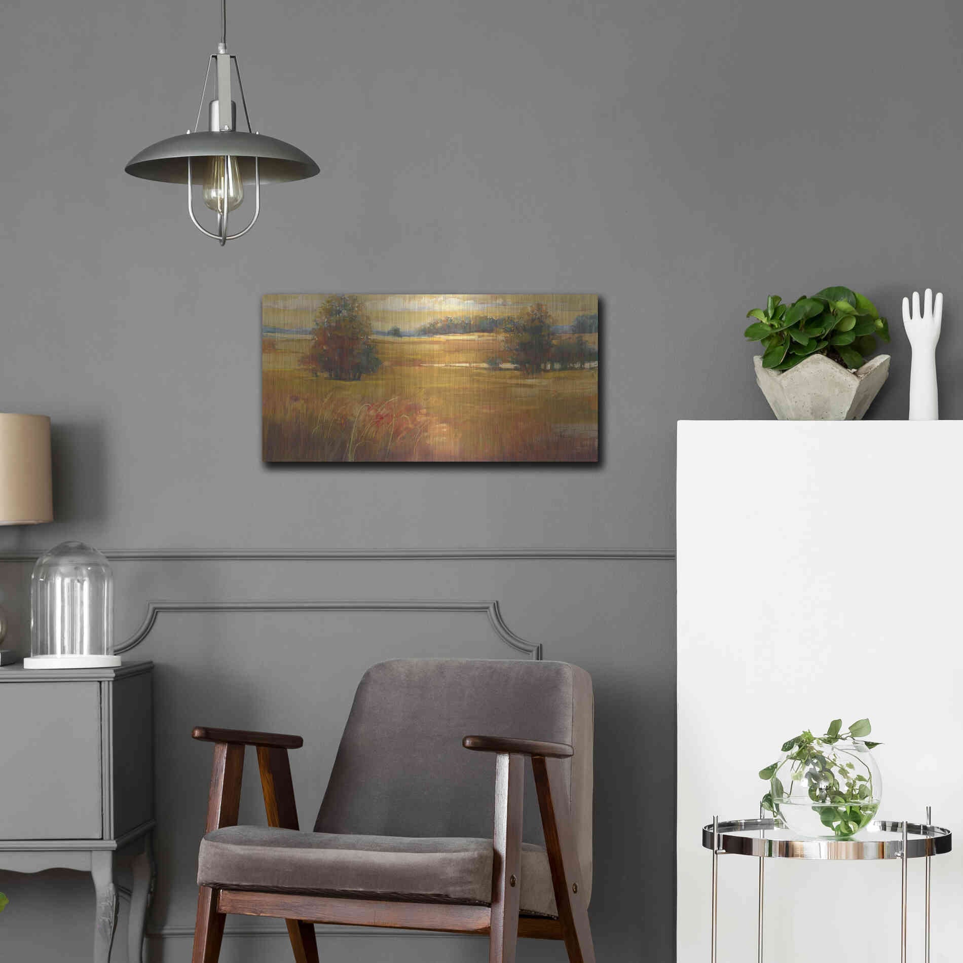 Luxe Metal Art 'October Light Golden Sky' by Carol Rowan, Metal Wall Art,24x12