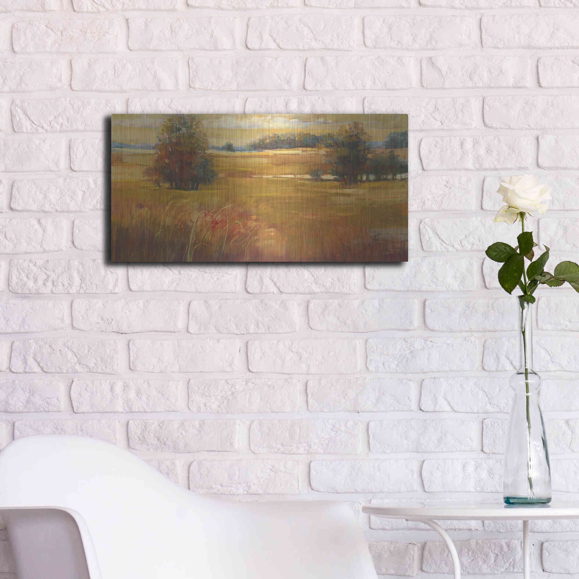 Luxe Metal Art 'October Light Golden Sky' by Carol Rowan, Metal Wall Art,24x12