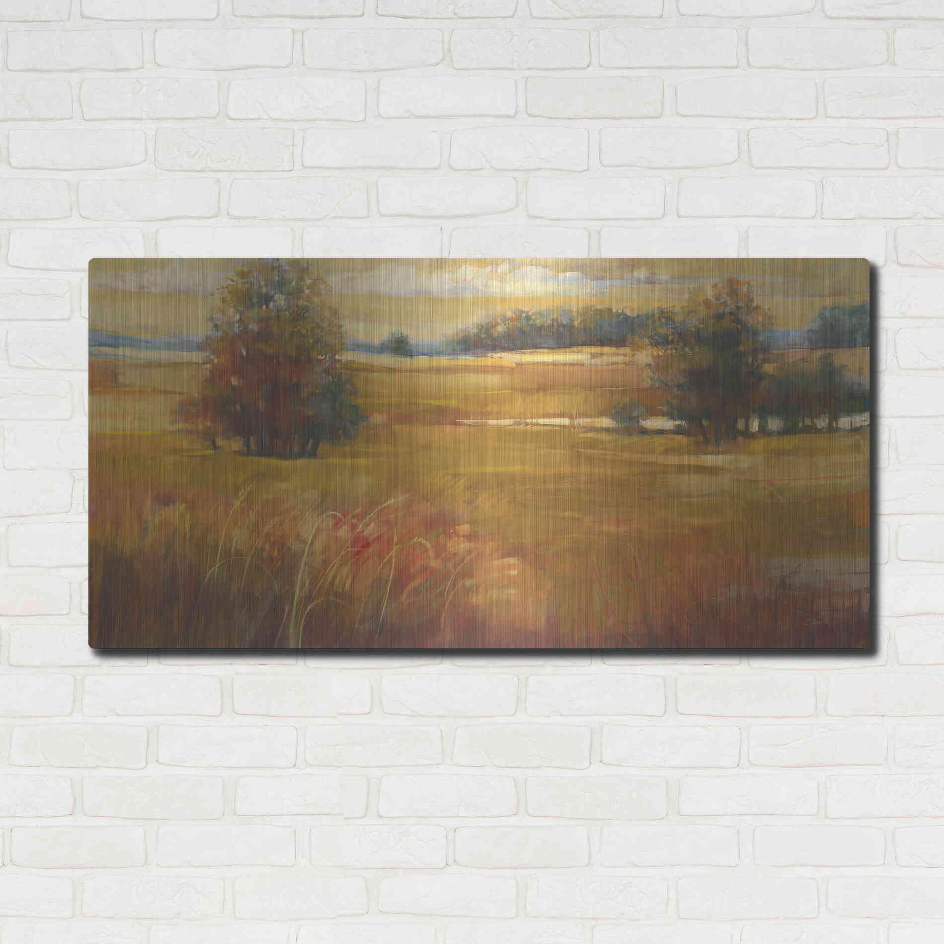 Luxe Metal Art 'October Light Golden Sky' by Carol Rowan, Metal Wall Art,48x24