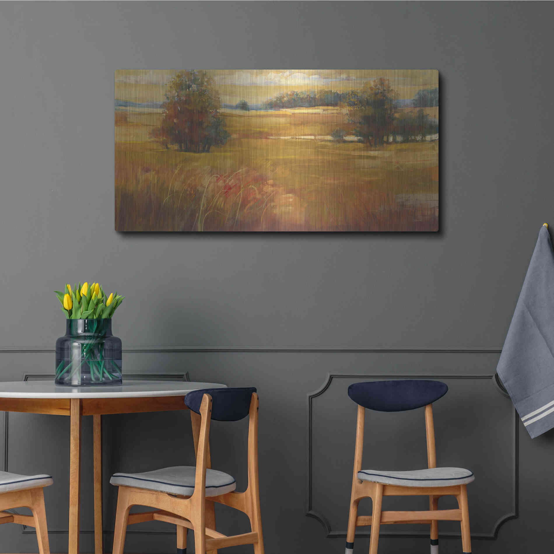 Luxe Metal Art 'October Light Golden Sky' by Carol Rowan, Metal Wall Art,48x24