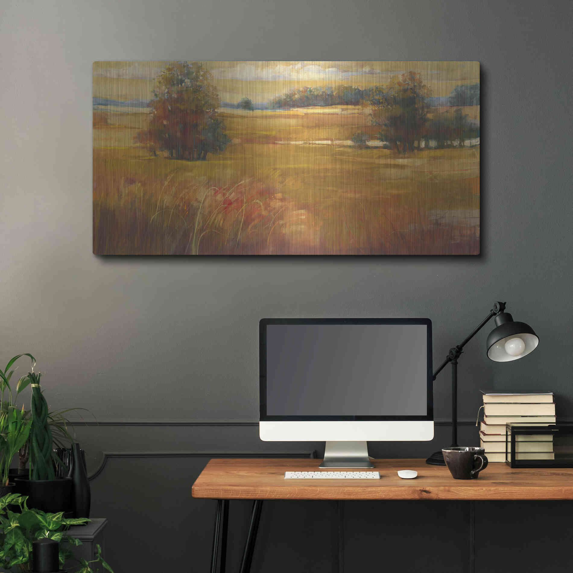 Luxe Metal Art 'October Light Golden Sky' by Carol Rowan, Metal Wall Art,48x24