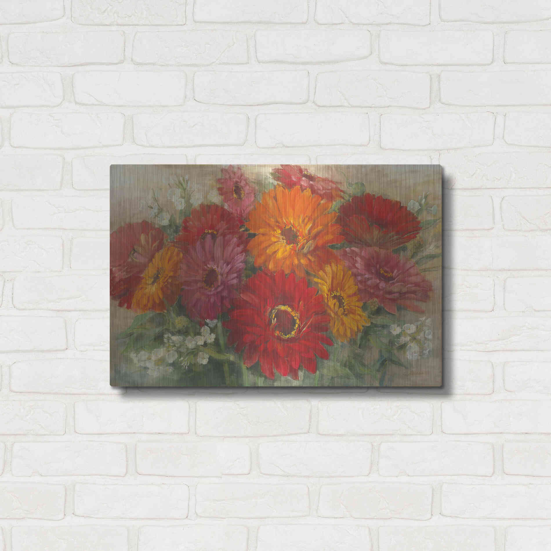 Luxe Metal Art 'Summer Gerbera Bouquet' by Carol Rowan, Metal Wall Art,24x16