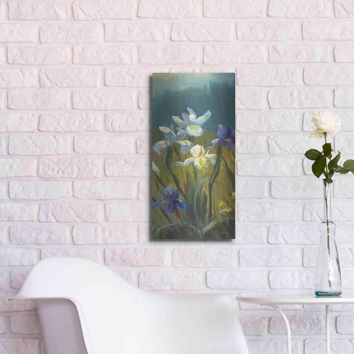 Luxe Metal Art 'Wild Iris III' by Carol Rowan, Metal Wall Art,12x24