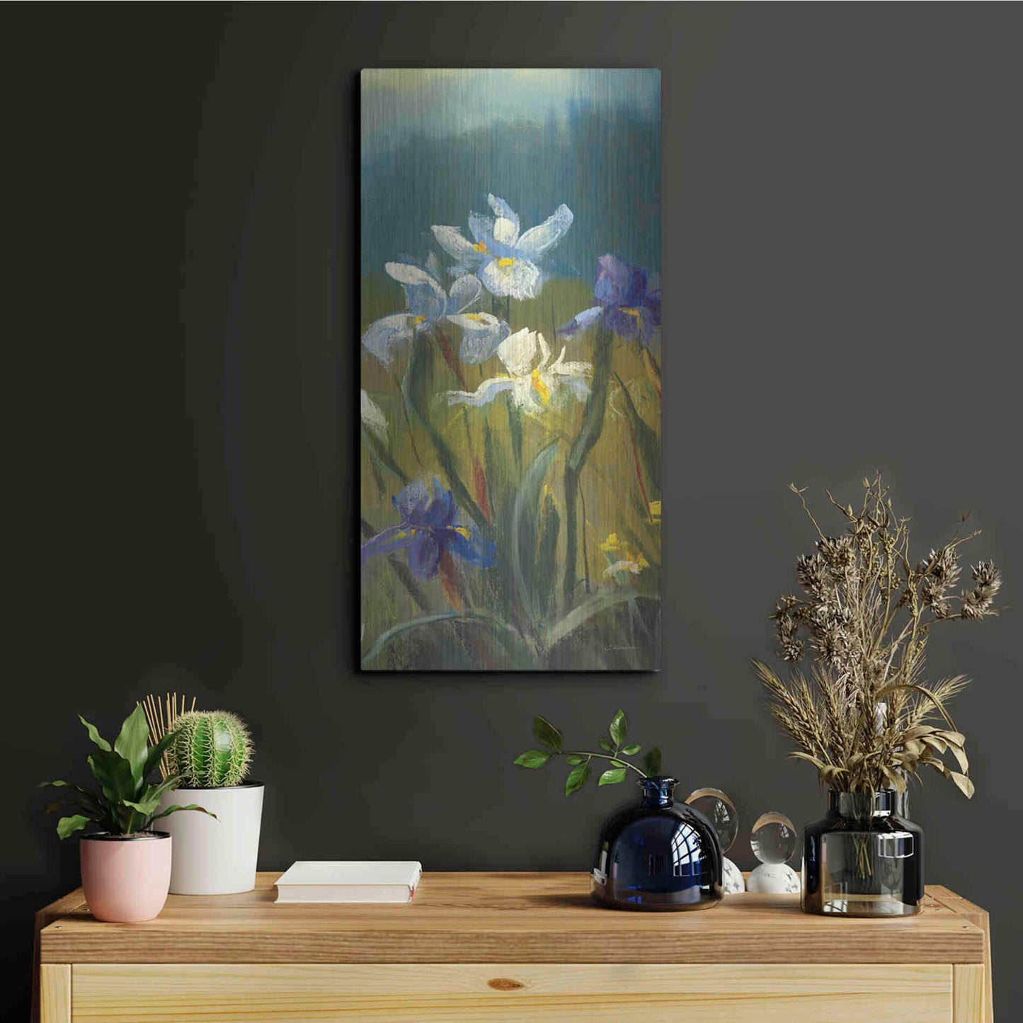 Luxe Metal Art 'Wild Iris III' by Carol Rowan, Metal Wall Art,12x24