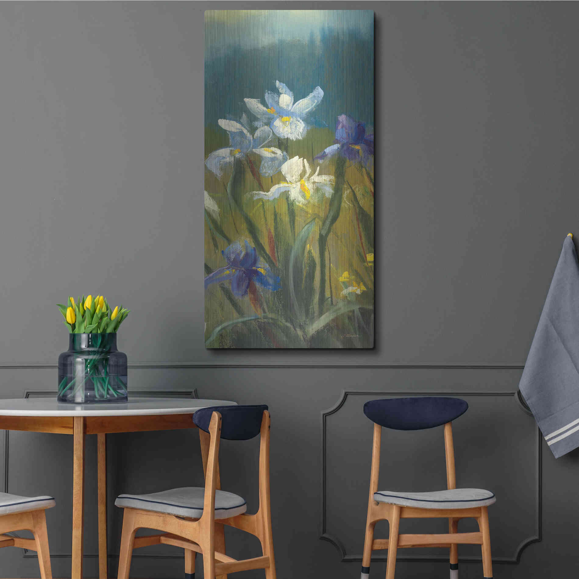 Luxe Metal Art 'Wild Iris III' by Carol Rowan, Metal Wall Art,24x48