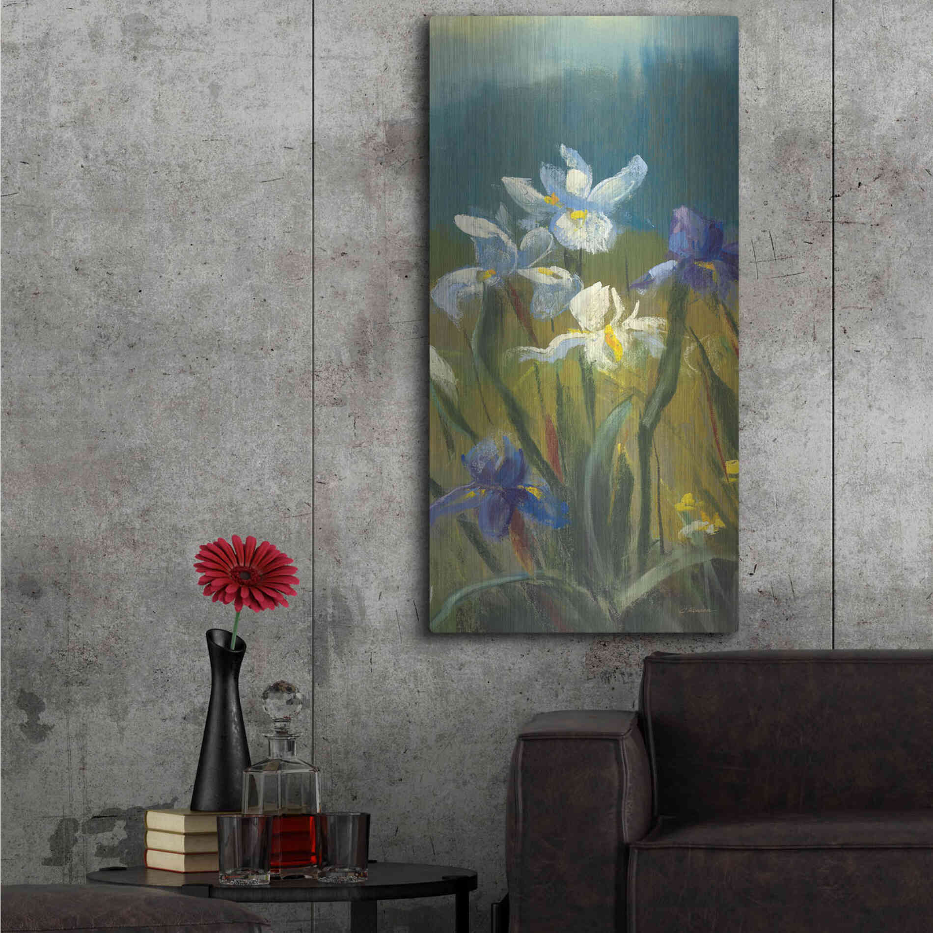 Luxe Metal Art 'Wild Iris III' by Carol Rowan, Metal Wall Art,24x48