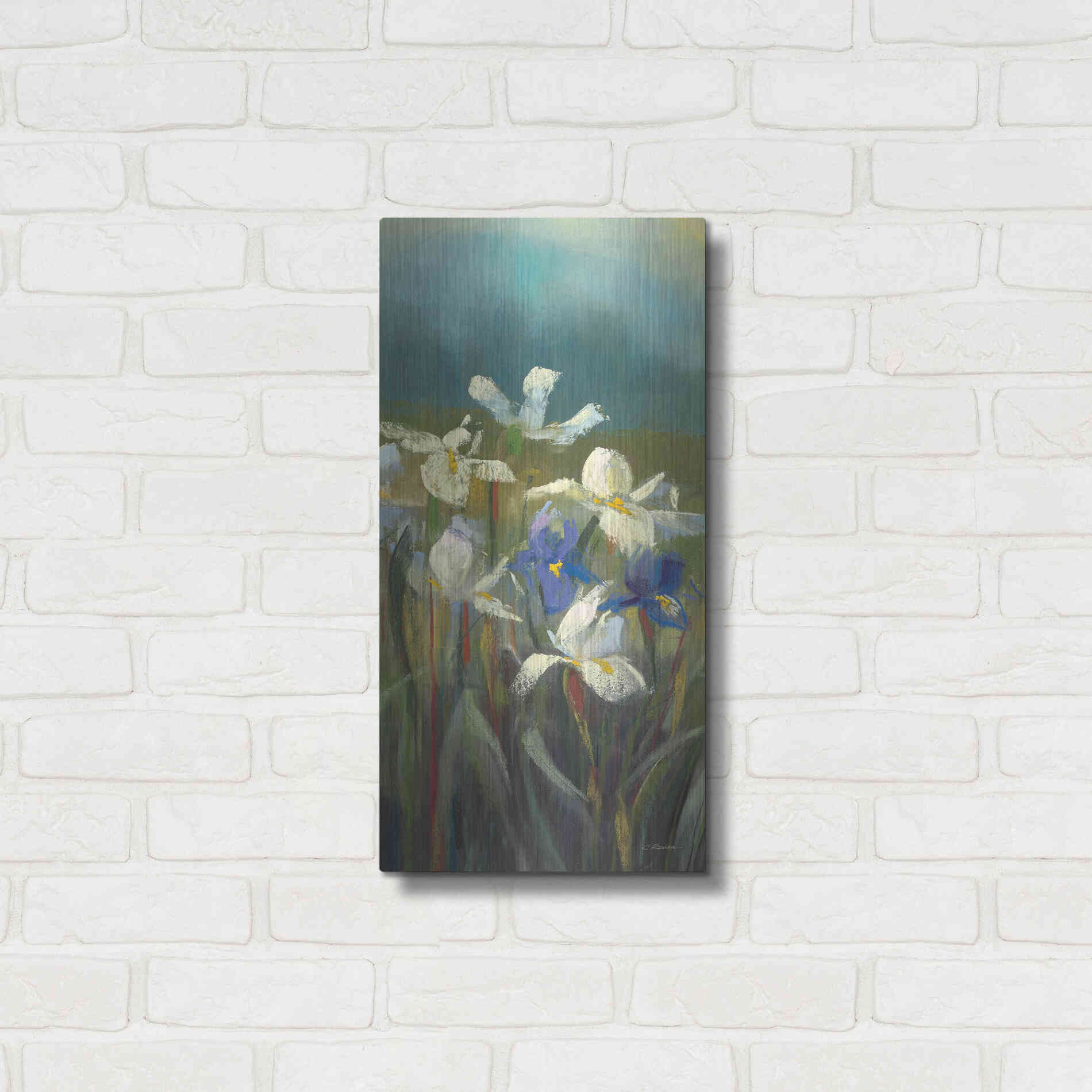 Luxe Metal Art 'Wild Iris II' by Carol Rowan, Metal Wall Art,12x24