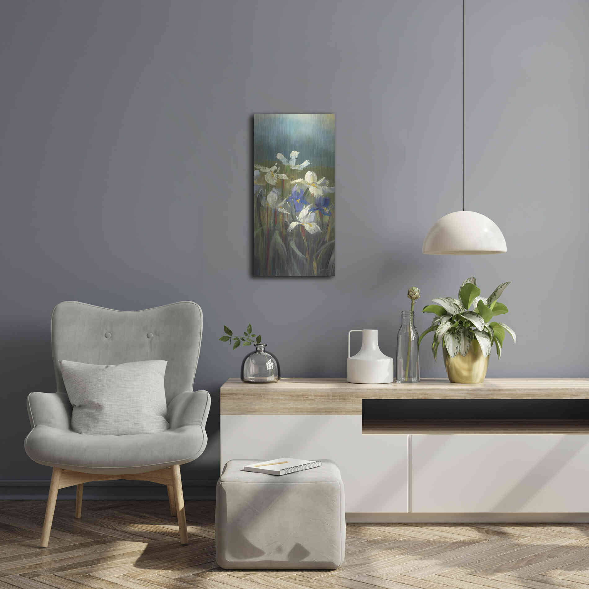 Luxe Metal Art 'Wild Iris II' by Carol Rowan, Metal Wall Art,12x24