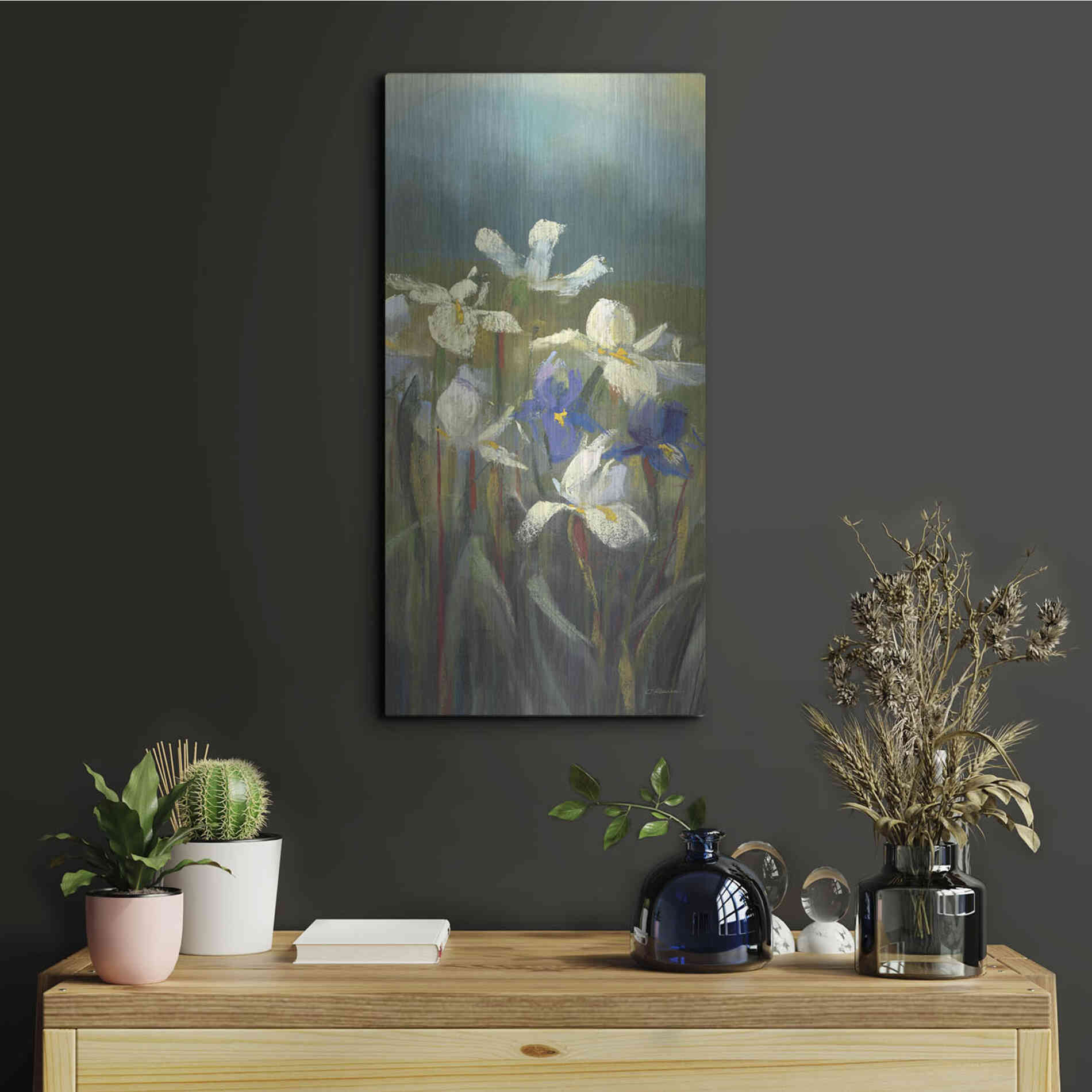 Luxe Metal Art 'Wild Iris II' by Carol Rowan, Metal Wall Art,12x24