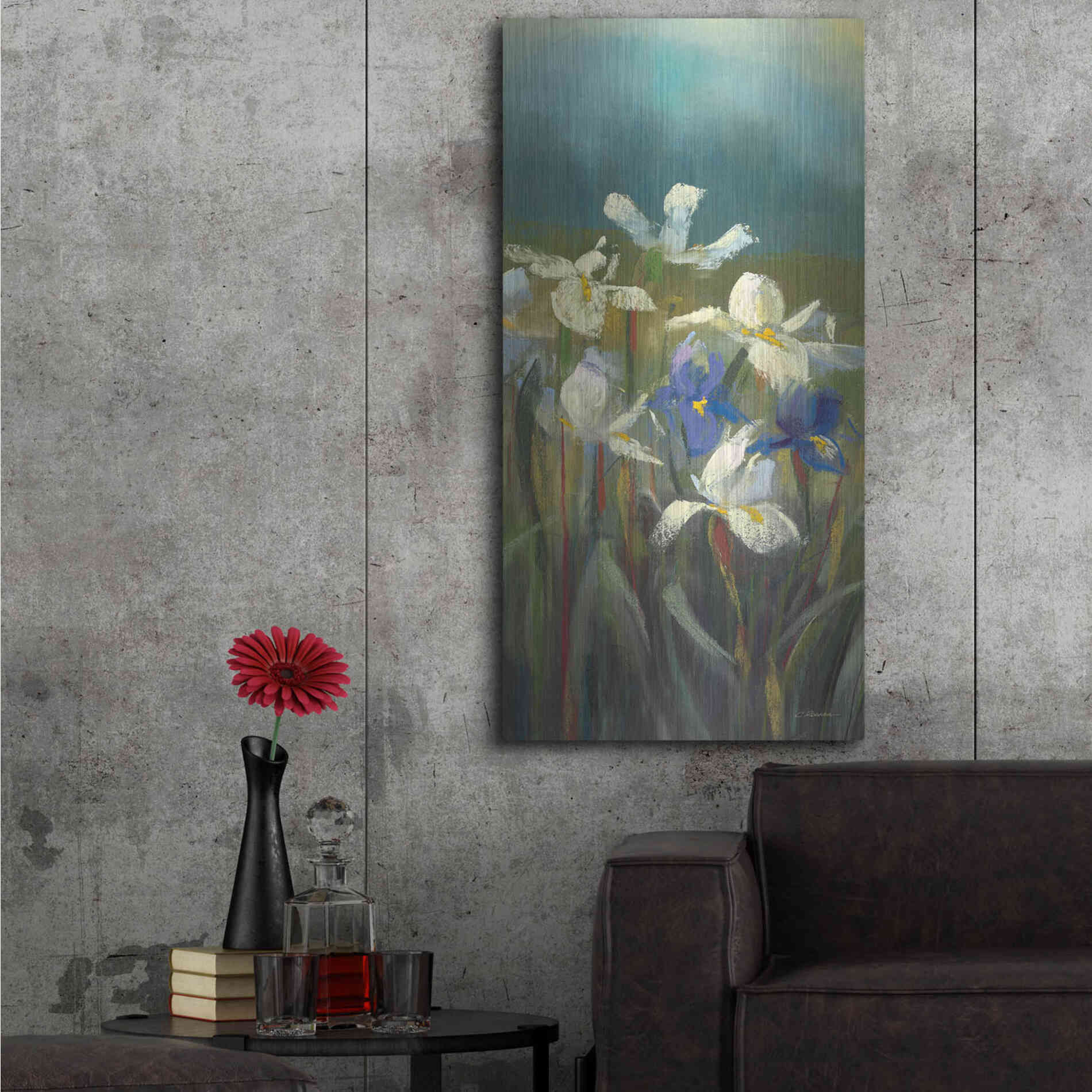 Luxe Metal Art 'Wild Iris II' by Carol Rowan, Metal Wall Art,24x48
