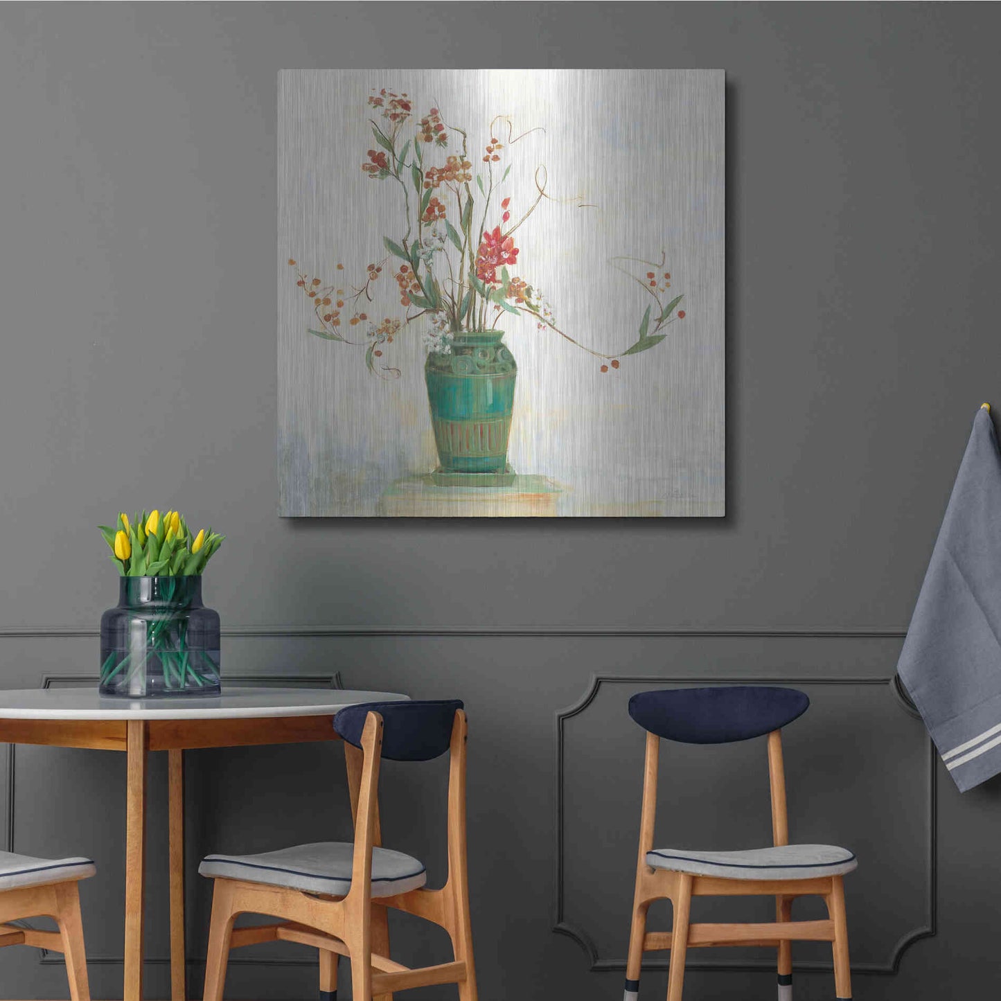 Luxe Metal Art 'Bittersweet I V2 White' by Carol Rowan, Metal Wall Art,36x36