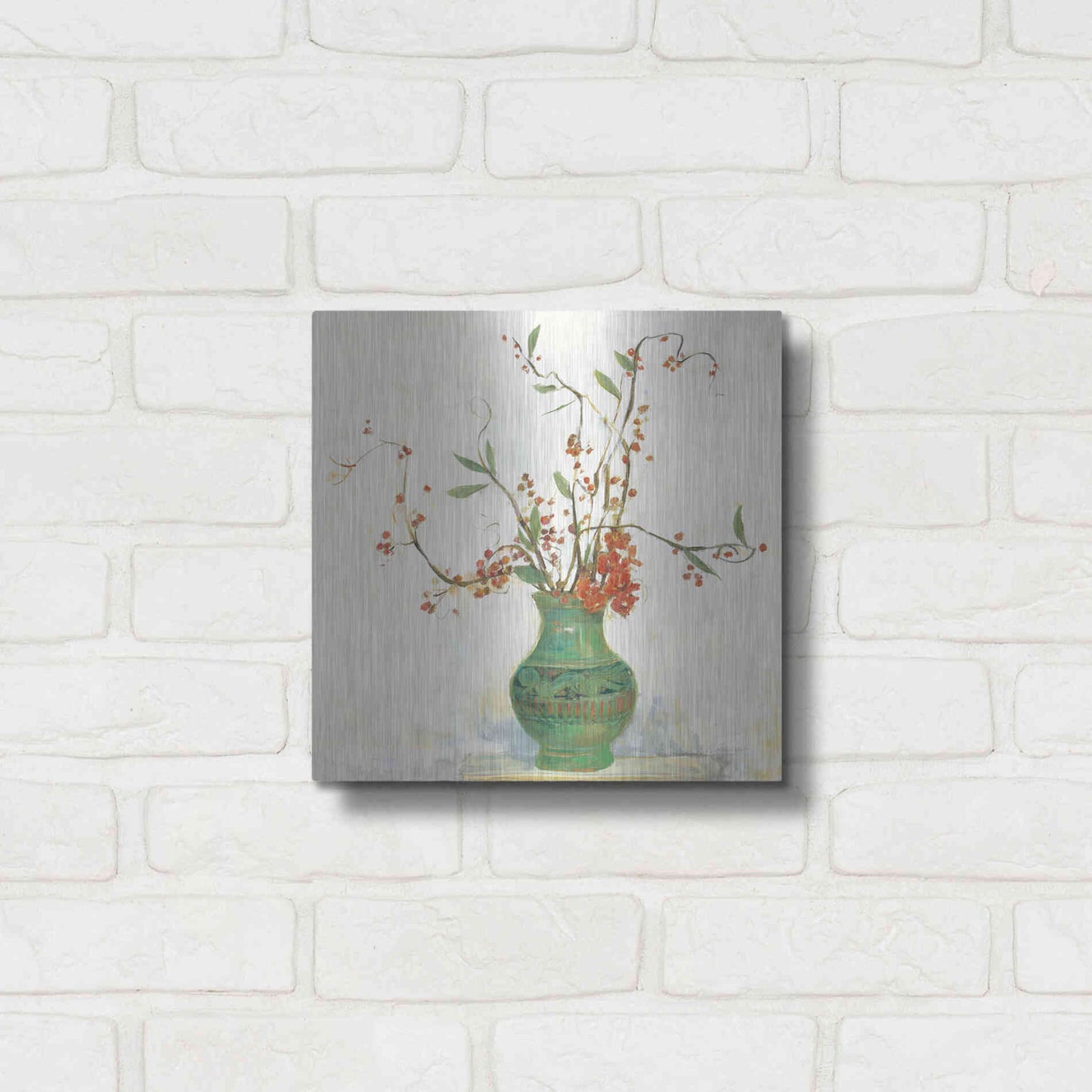 Luxe Metal Art 'Bittersweet II V2 White' by Carol Rowan, Metal Wall Art,12x12