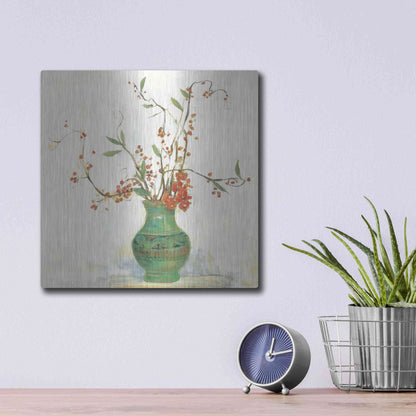 Luxe Metal Art 'Bittersweet II V2 White' by Carol Rowan, Metal Wall Art,12x12