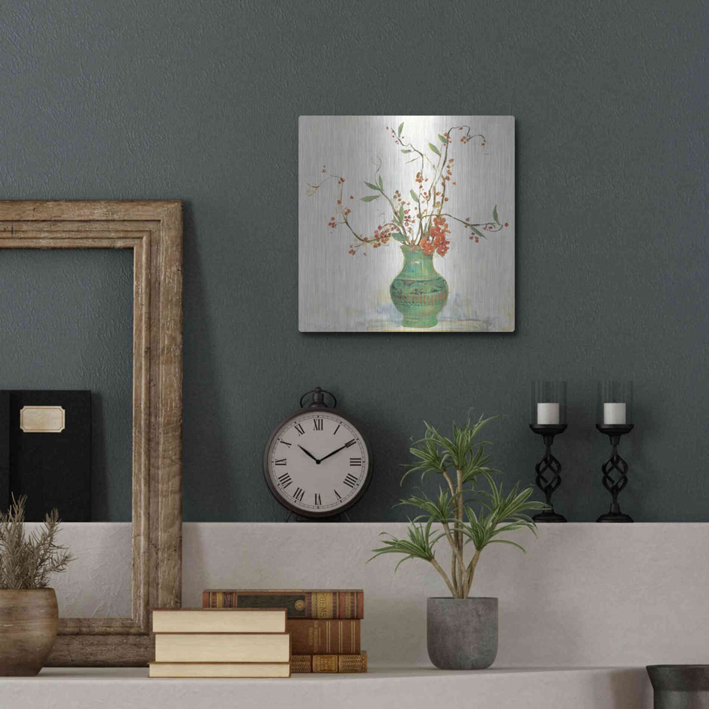 Luxe Metal Art 'Bittersweet II V2 White' by Carol Rowan, Metal Wall Art,12x12