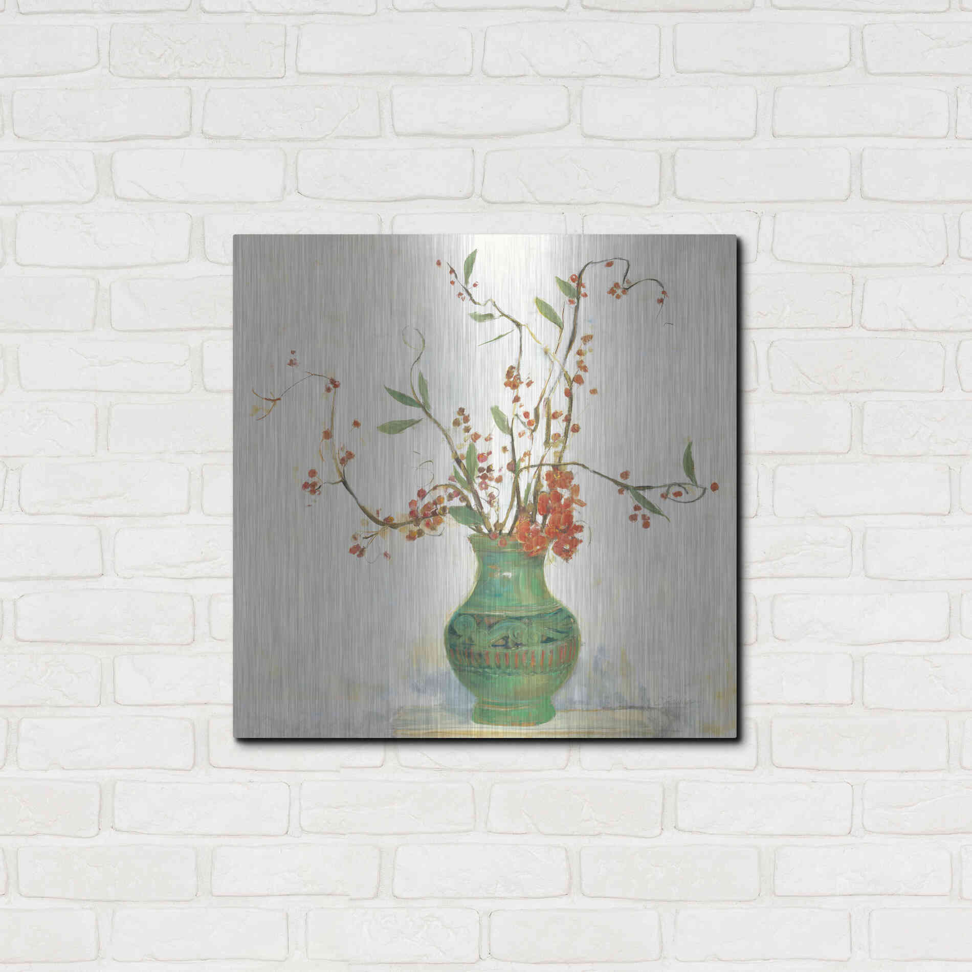 Luxe Metal Art 'Bittersweet II V2 White' by Carol Rowan, Metal Wall Art,24x24