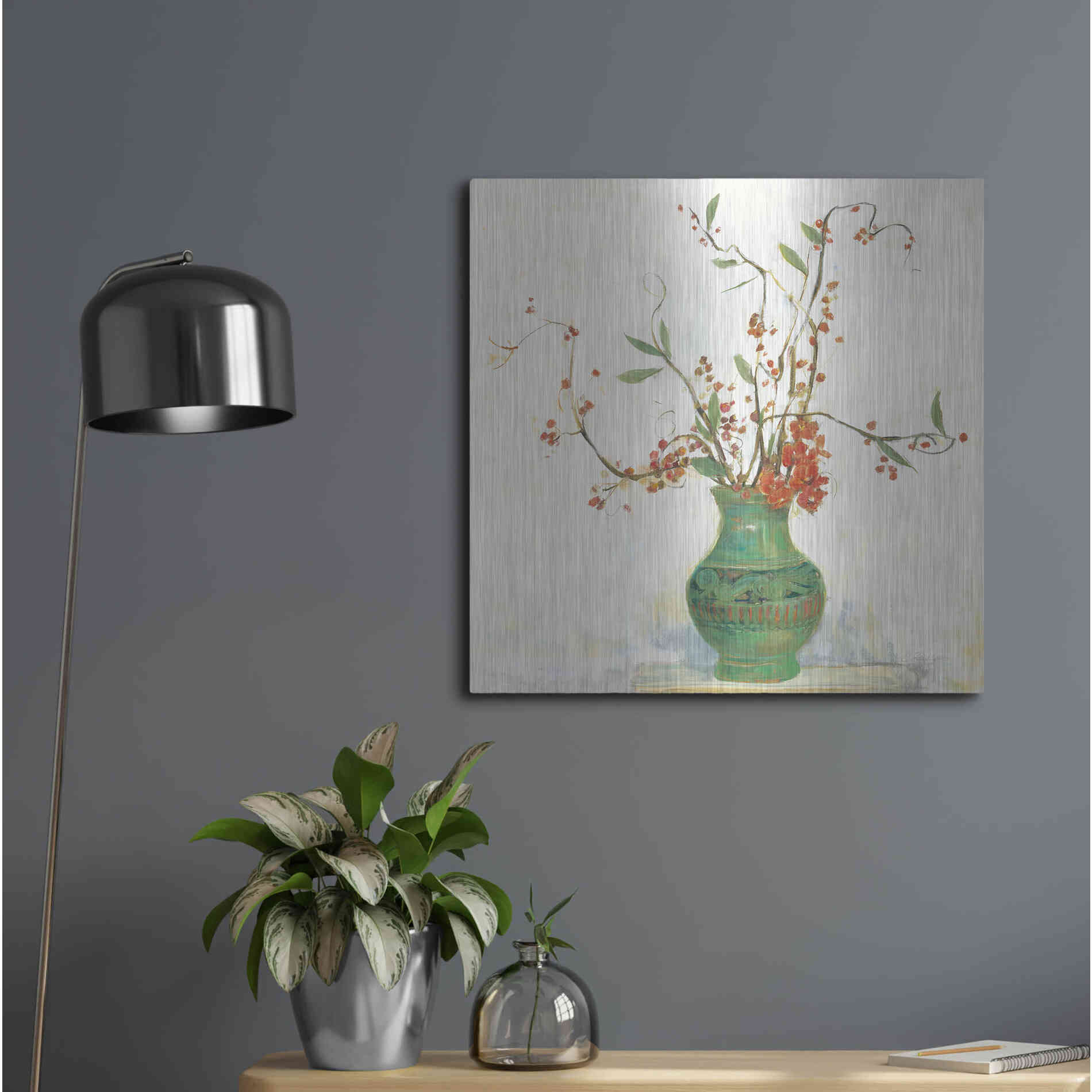 Luxe Metal Art 'Bittersweet II V2 White' by Carol Rowan, Metal Wall Art,24x24