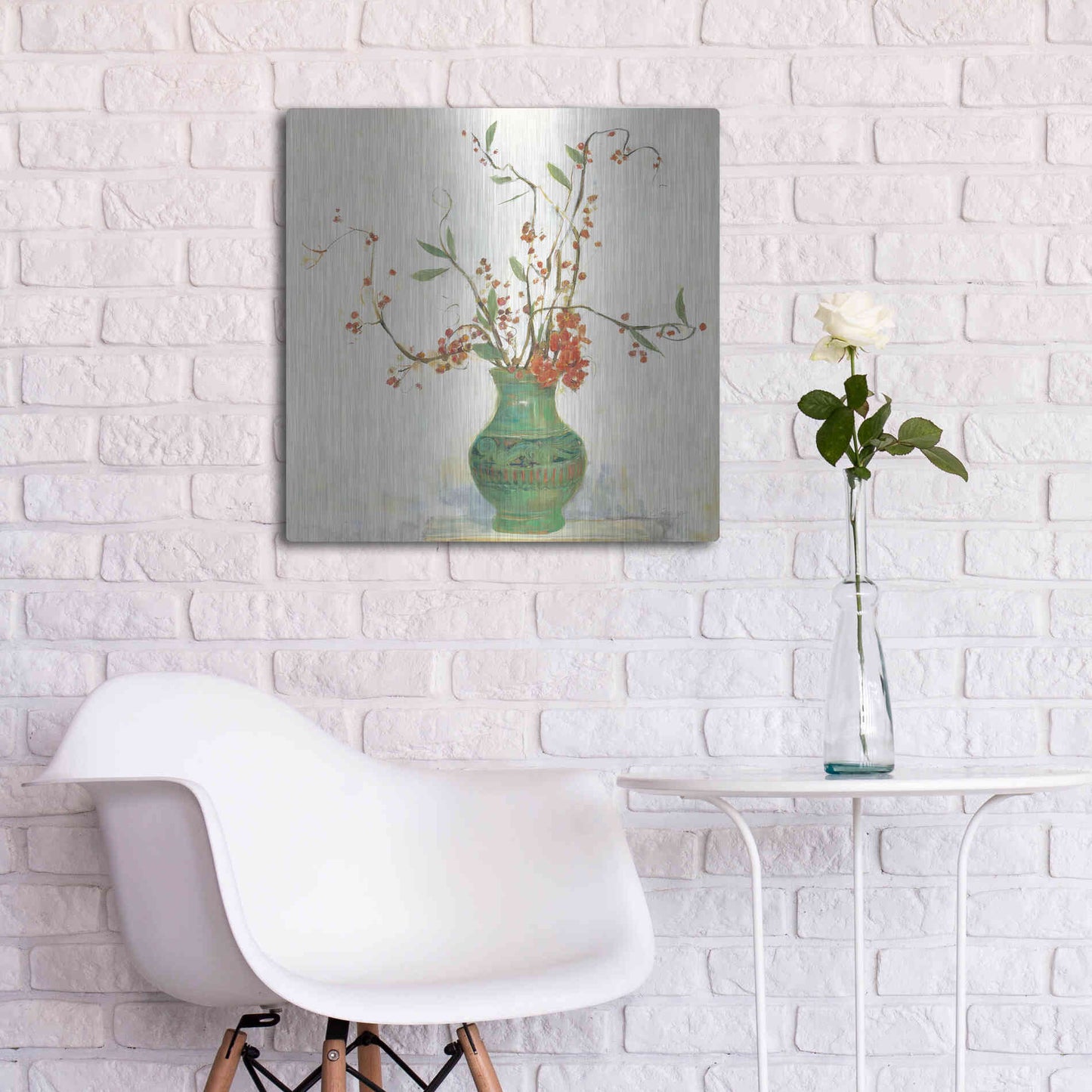 Luxe Metal Art 'Bittersweet II V2 White' by Carol Rowan, Metal Wall Art,24x24