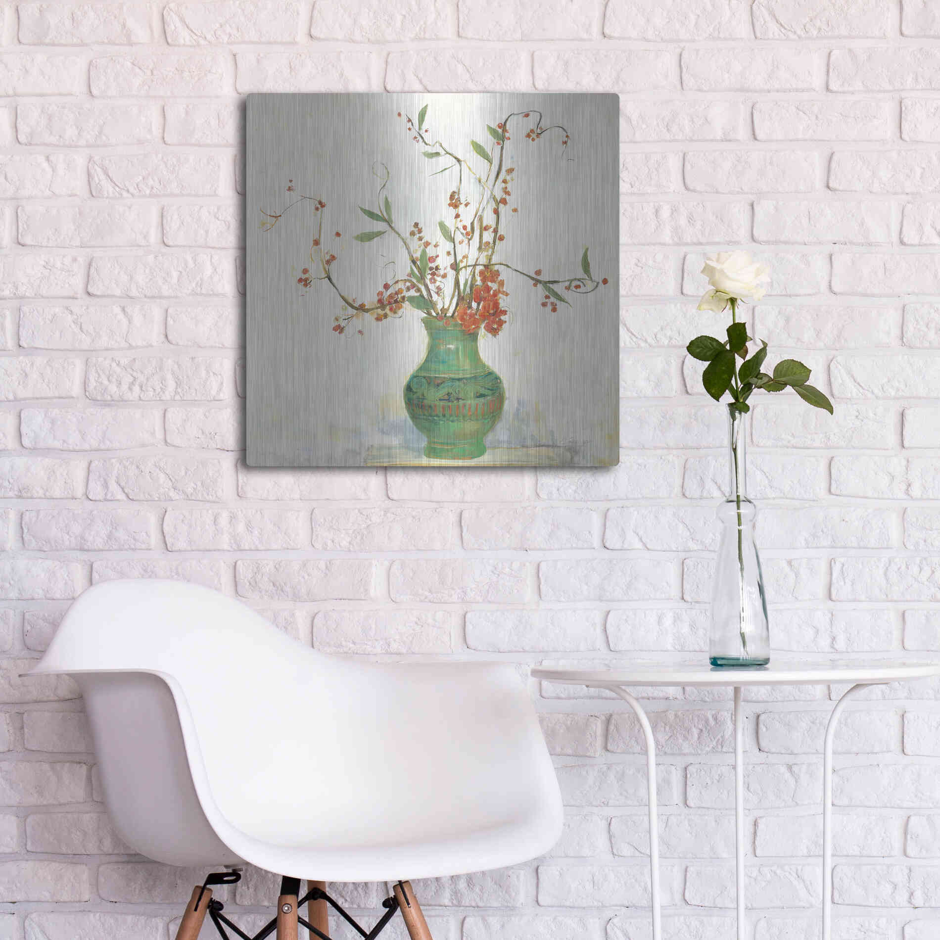 Luxe Metal Art 'Bittersweet II V2 White' by Carol Rowan, Metal Wall Art,24x24