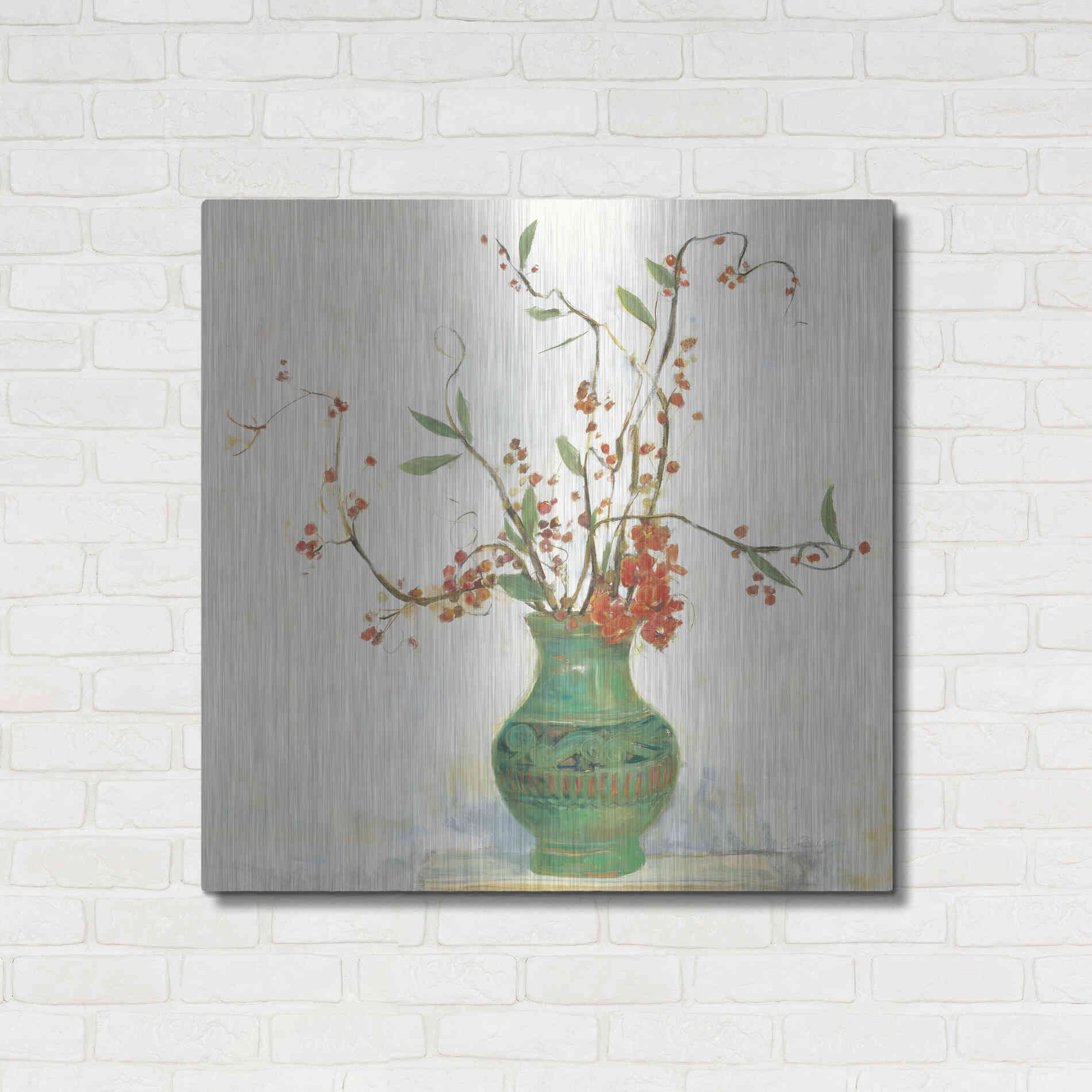 Luxe Metal Art 'Bittersweet II V2 White' by Carol Rowan, Metal Wall Art,36x36