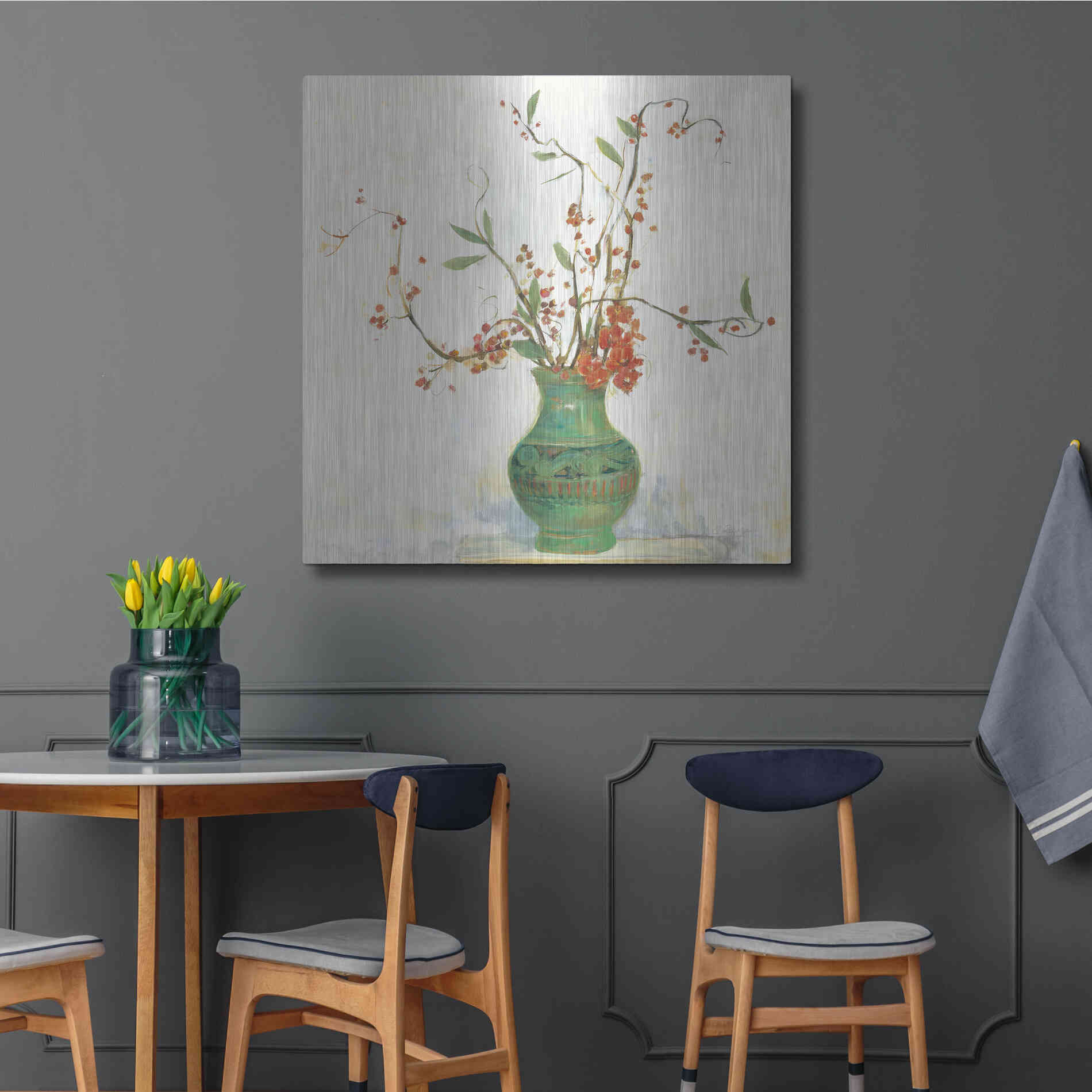 Luxe Metal Art 'Bittersweet II V2 White' by Carol Rowan, Metal Wall Art,36x36