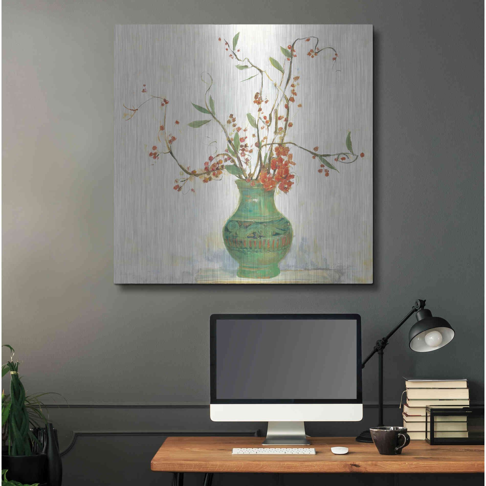 Luxe Metal Art 'Bittersweet II V2 White' by Carol Rowan, Metal Wall Art,36x36