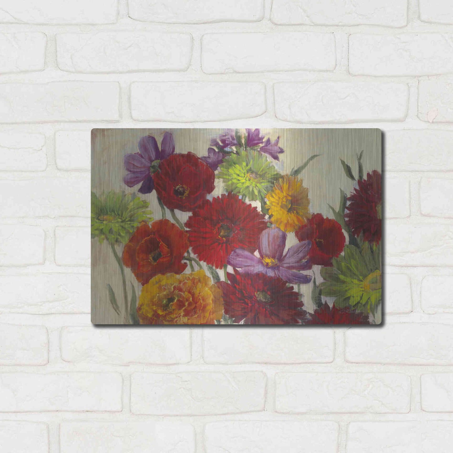 Luxe Metal Art 'Flower Scatter' by Carol Rowan, Metal Wall Art,16x12