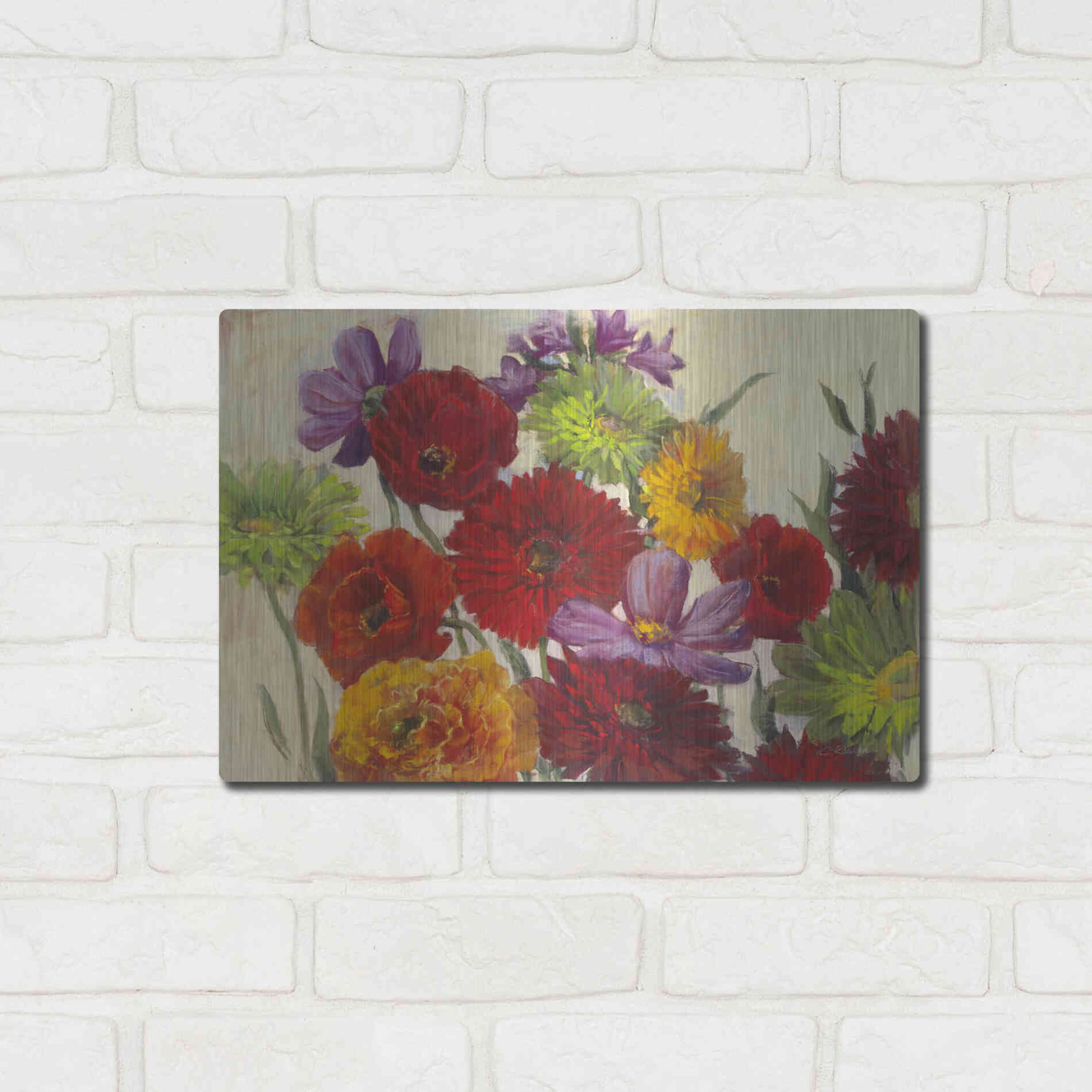 Luxe Metal Art 'Flower Scatter' by Carol Rowan, Metal Wall Art,16x12