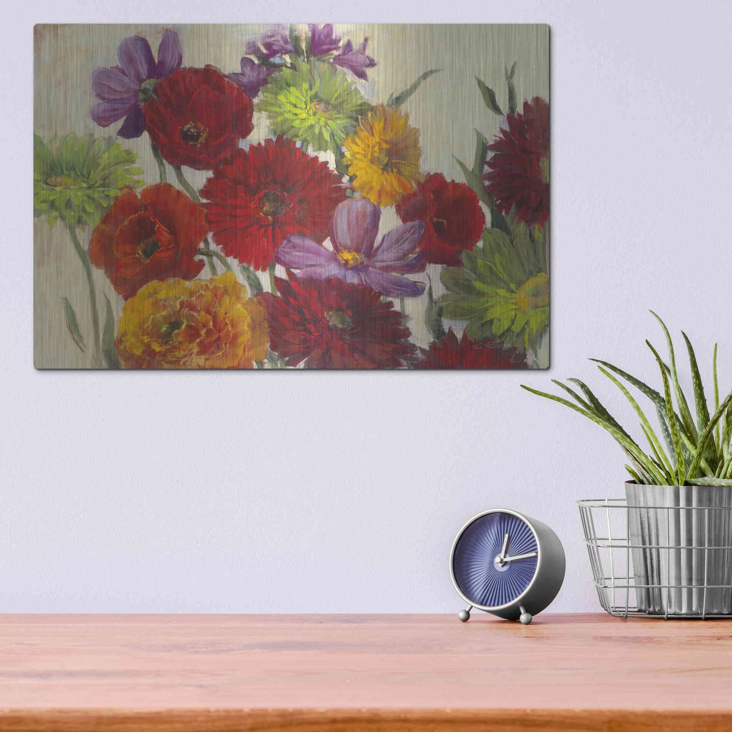 Luxe Metal Art 'Flower Scatter' by Carol Rowan, Metal Wall Art,16x12