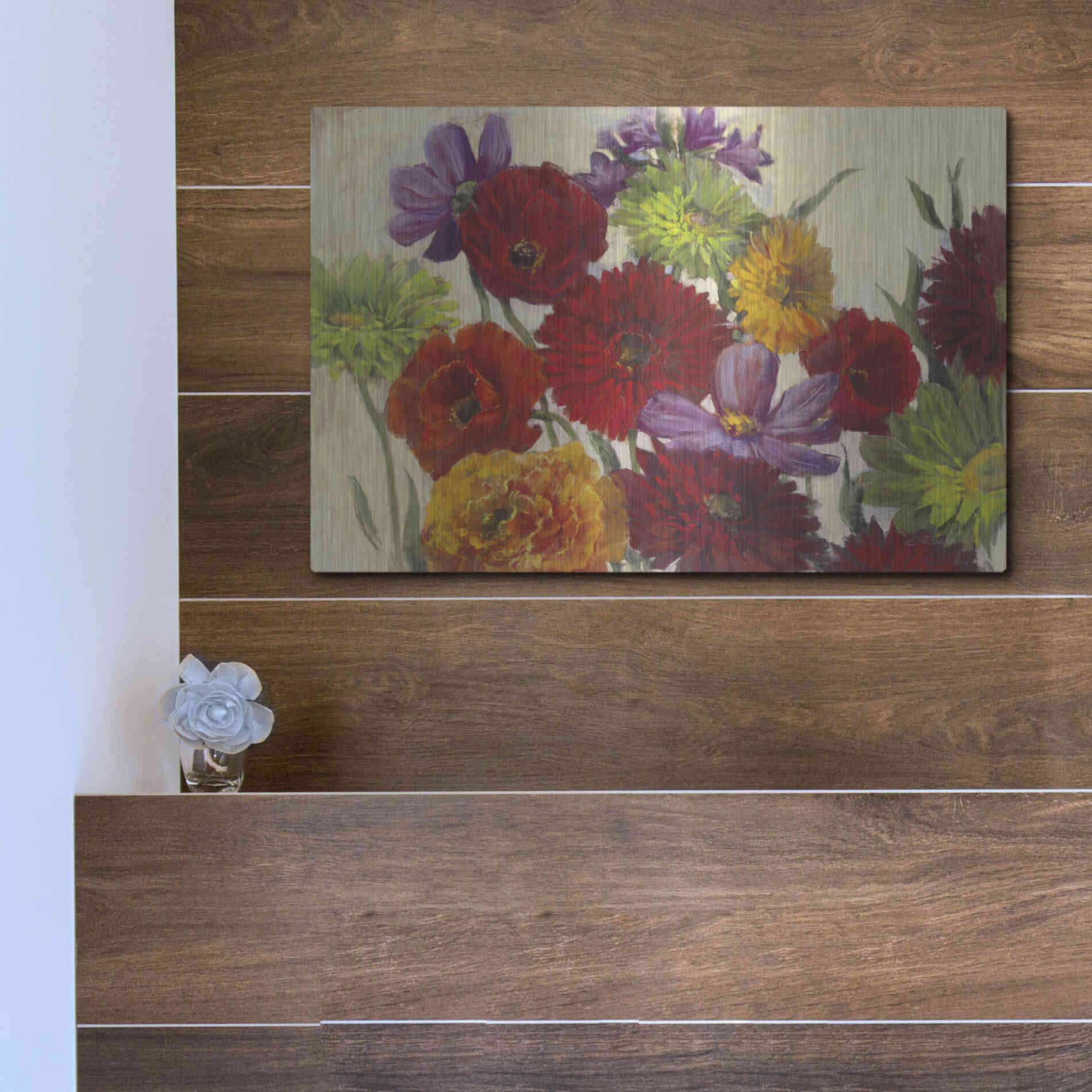 Luxe Metal Art 'Flower Scatter' by Carol Rowan, Metal Wall Art,16x12