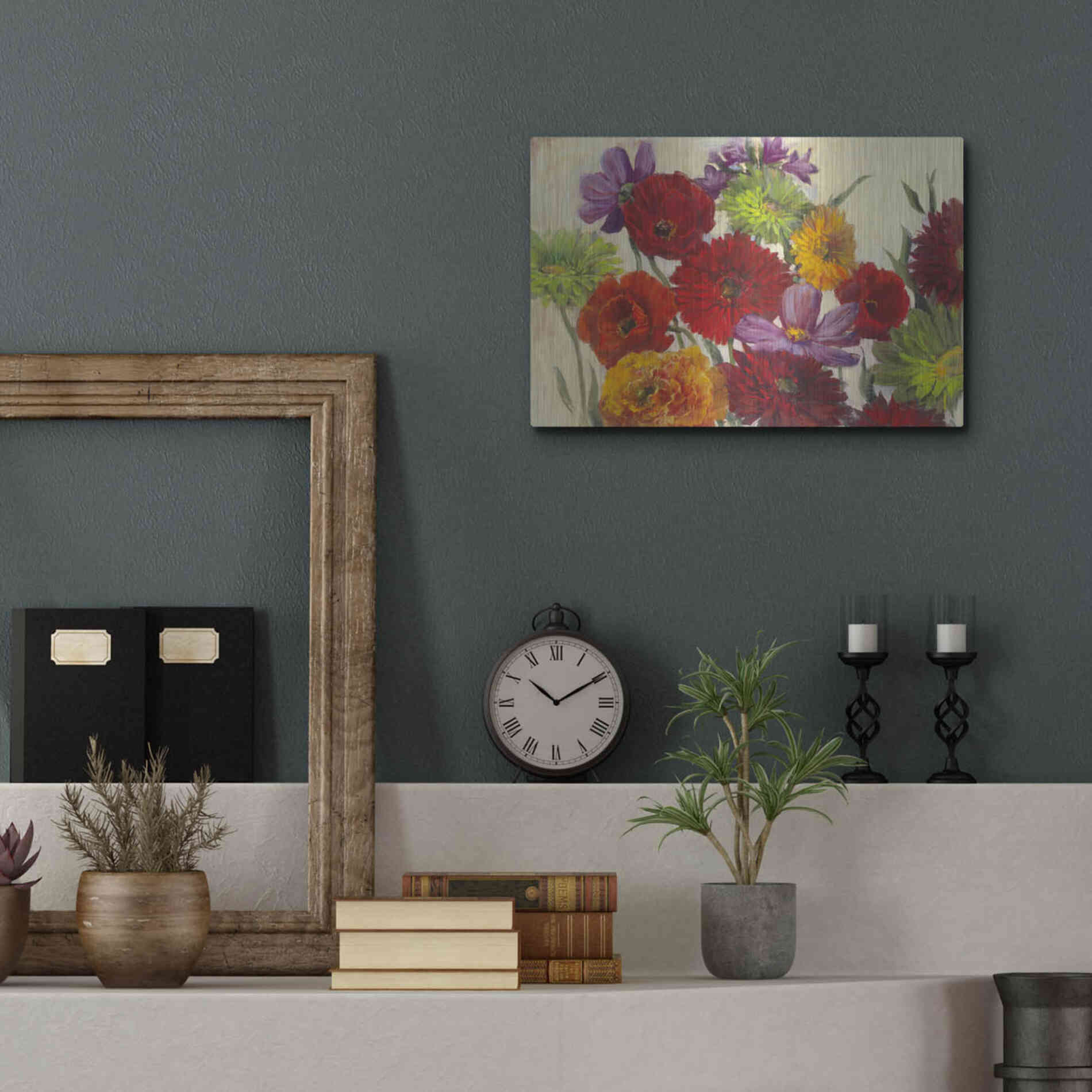 Luxe Metal Art 'Flower Scatter' by Carol Rowan, Metal Wall Art,16x12