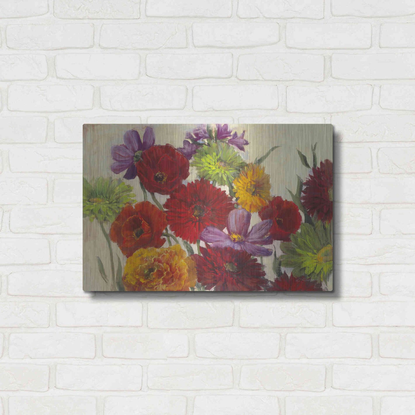 Luxe Metal Art 'Flower Scatter' by Carol Rowan, Metal Wall Art,24x16