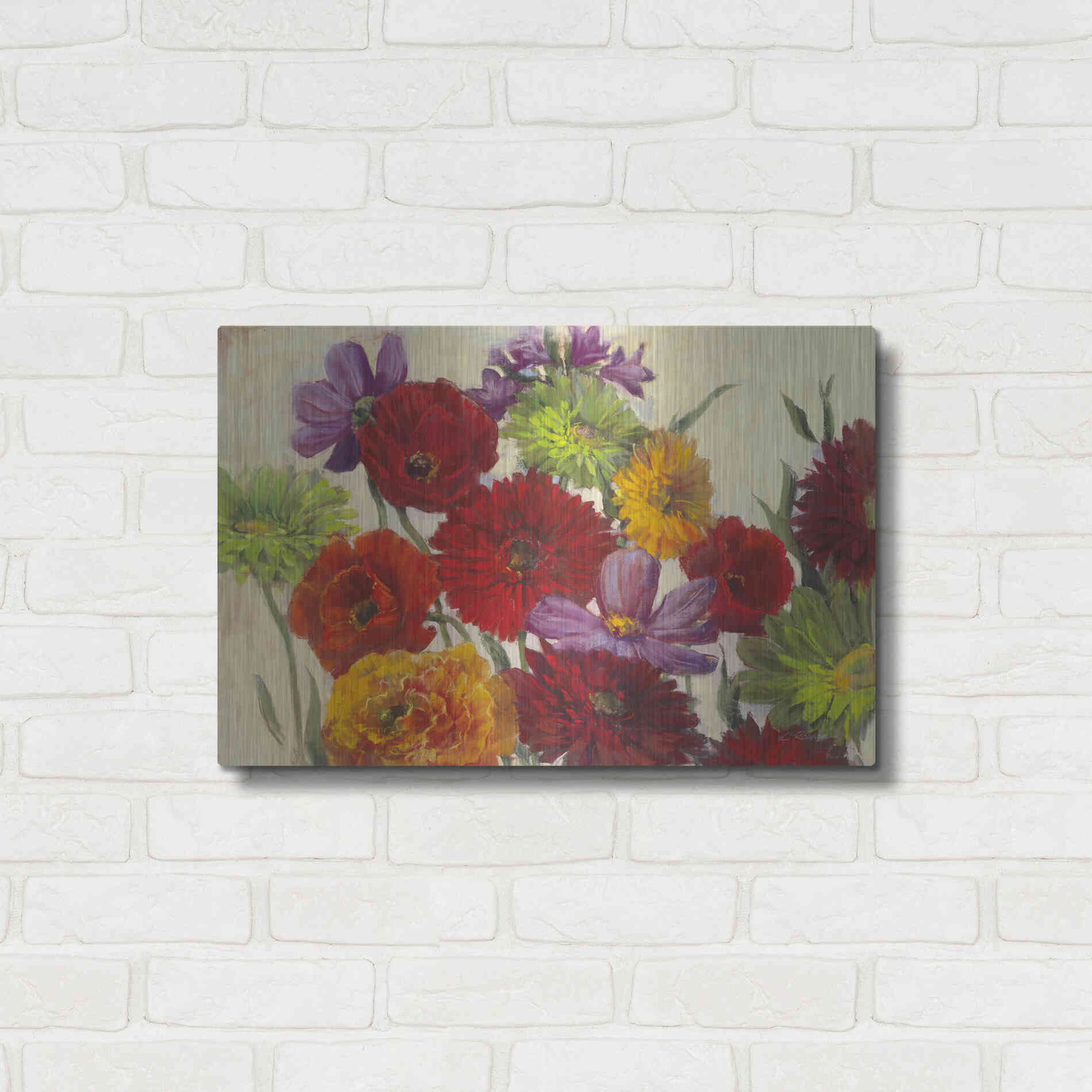 Luxe Metal Art 'Flower Scatter' by Carol Rowan, Metal Wall Art,24x16
