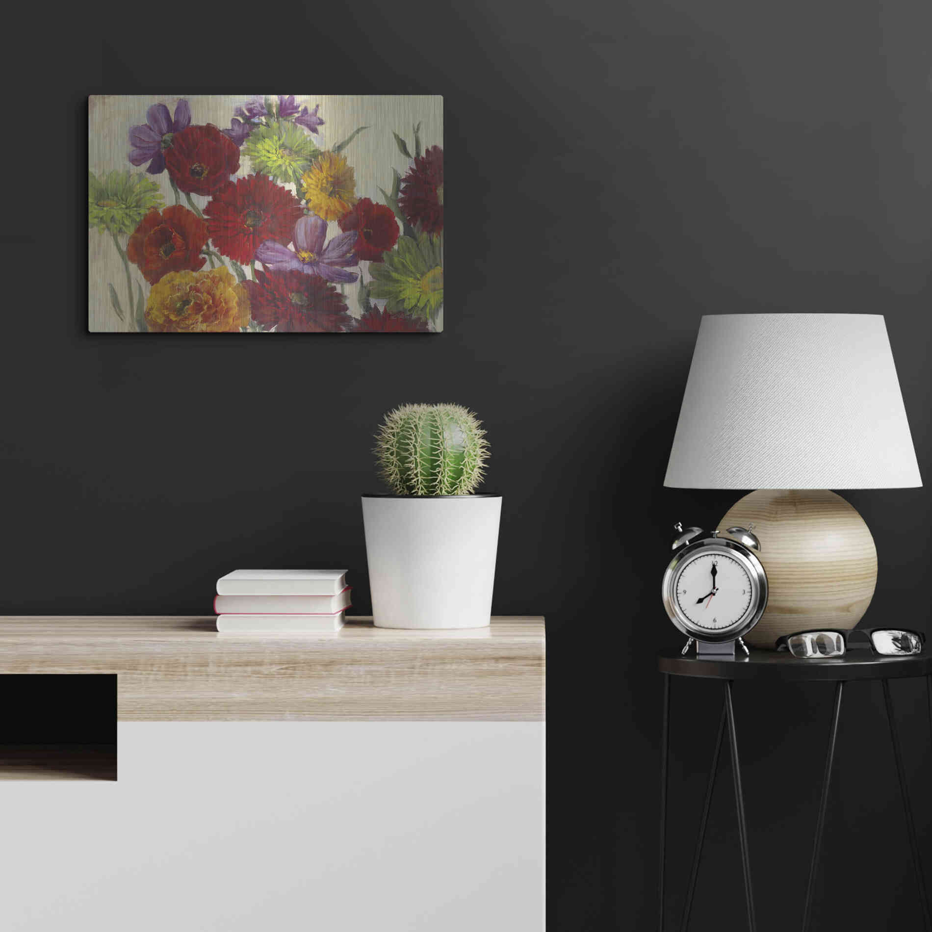 Luxe Metal Art 'Flower Scatter' by Carol Rowan, Metal Wall Art,24x16