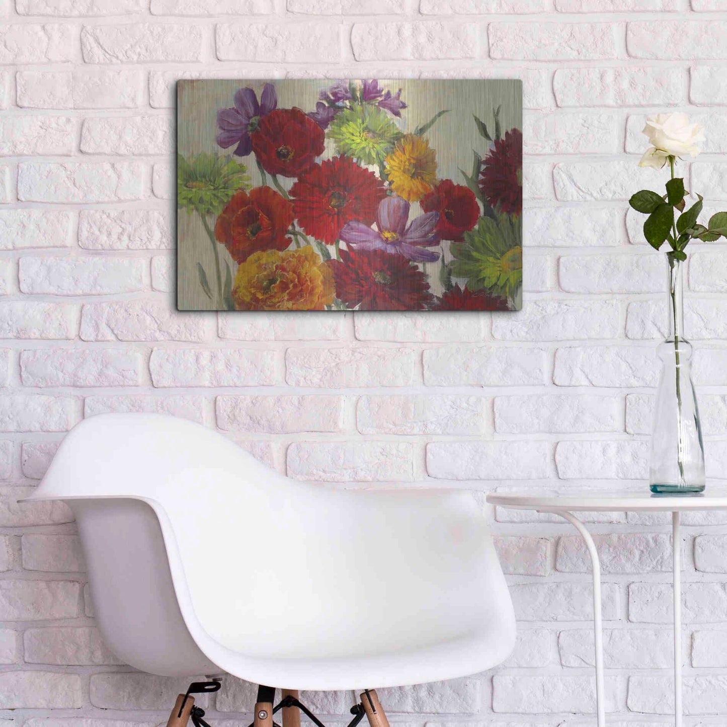 Luxe Metal Art 'Flower Scatter' by Carol Rowan, Metal Wall Art,24x16