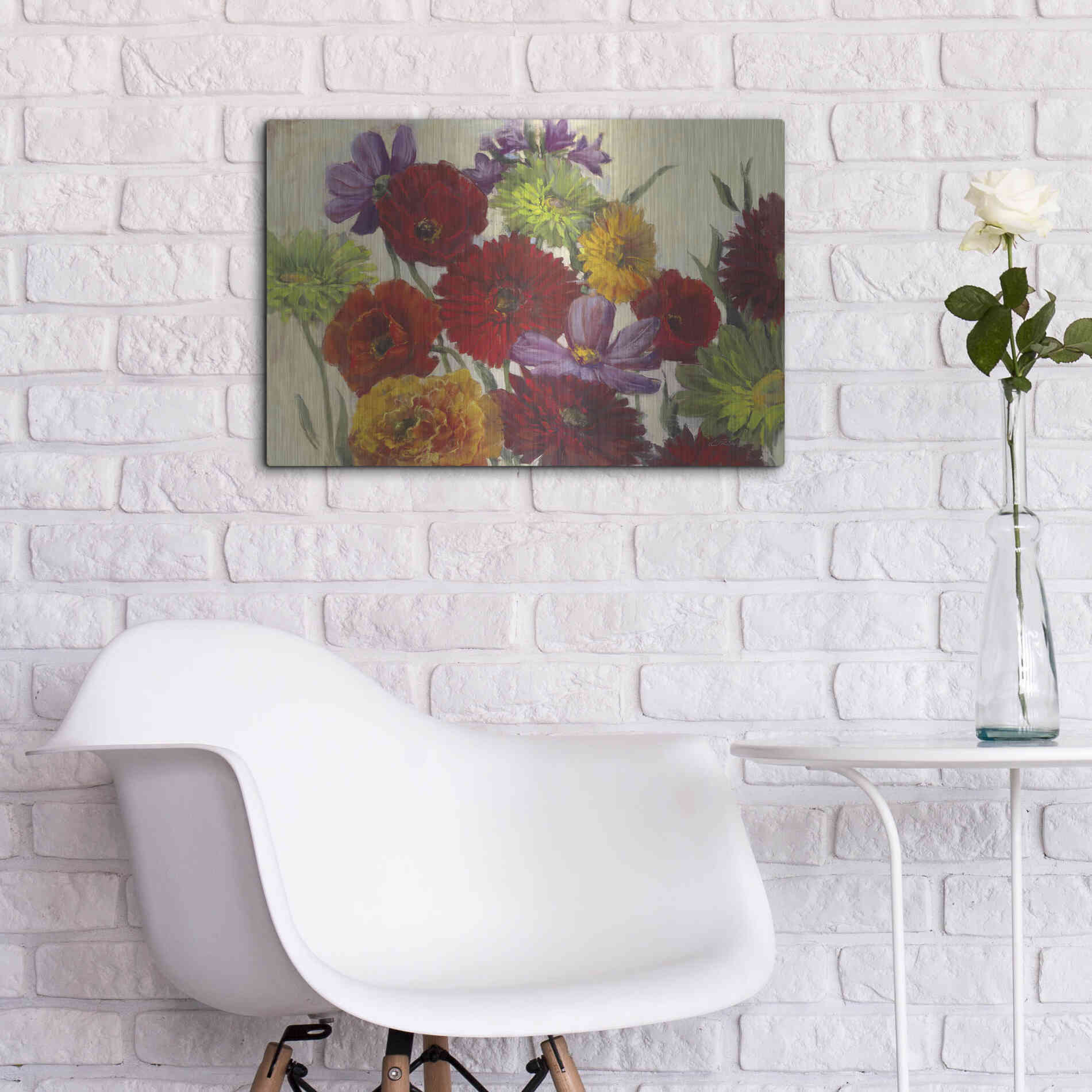 Luxe Metal Art 'Flower Scatter' by Carol Rowan, Metal Wall Art,24x16