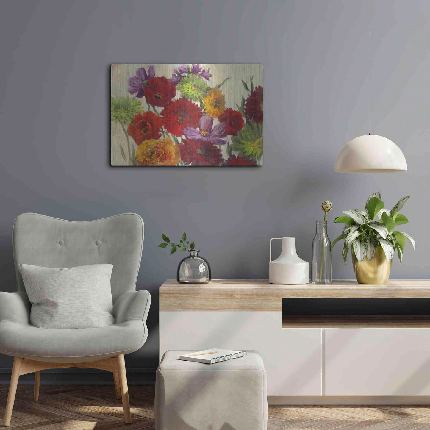 Luxe Metal Art 'Flower Scatter' by Carol Rowan, Metal Wall Art,24x16