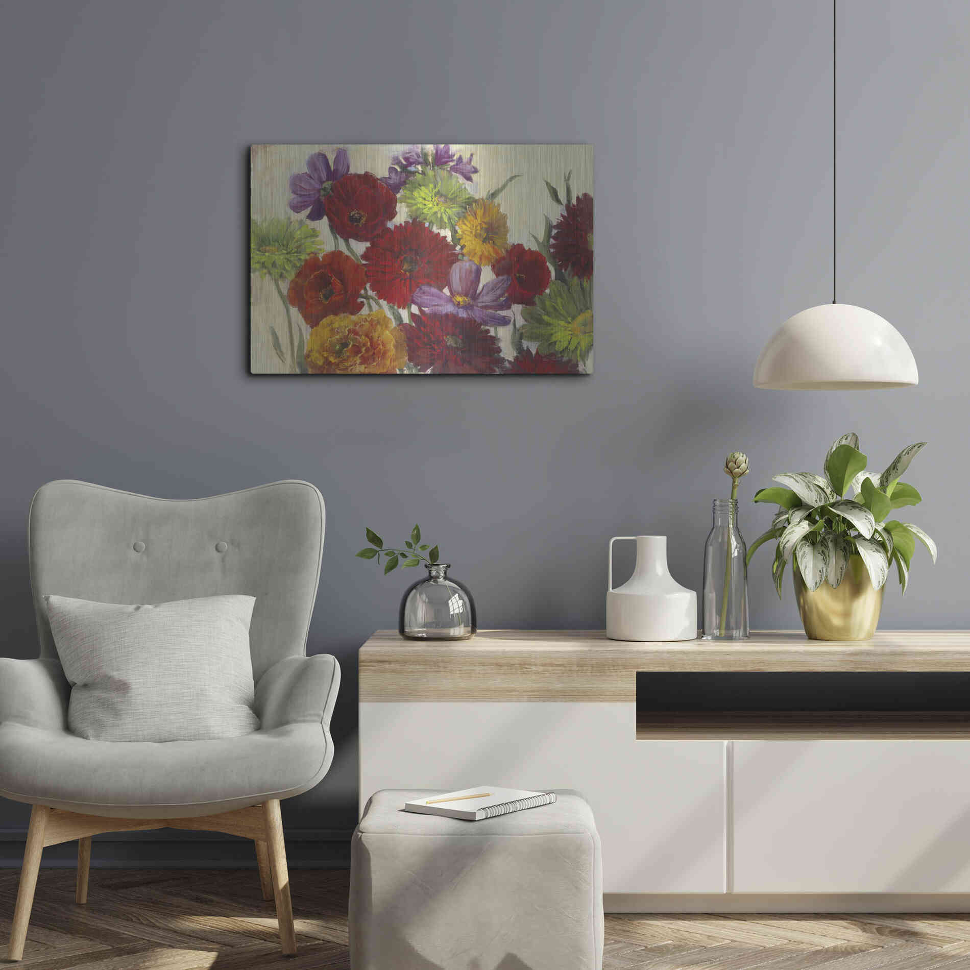 Luxe Metal Art 'Flower Scatter' by Carol Rowan, Metal Wall Art,24x16