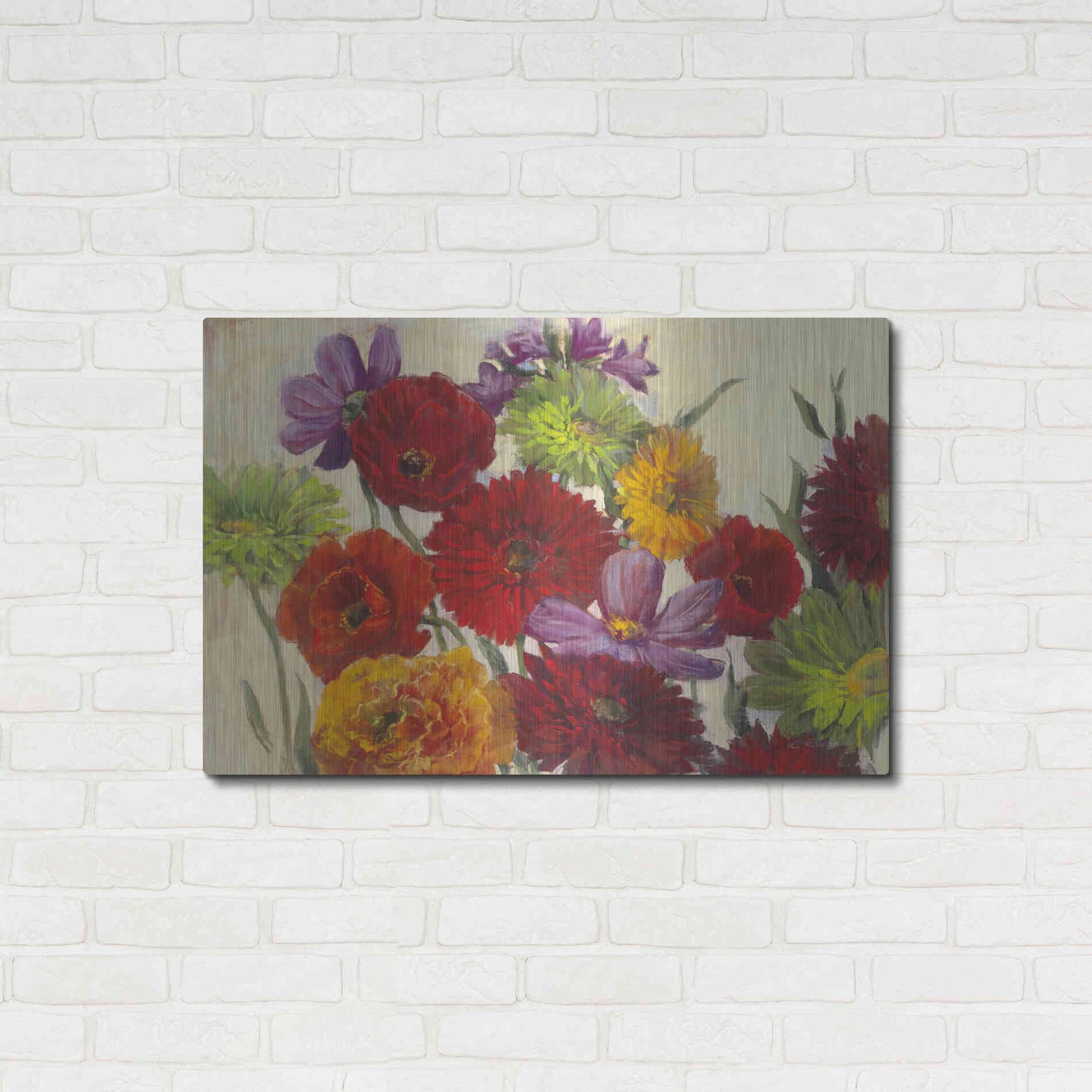 Luxe Metal Art 'Flower Scatter' by Carol Rowan, Metal Wall Art,36x24