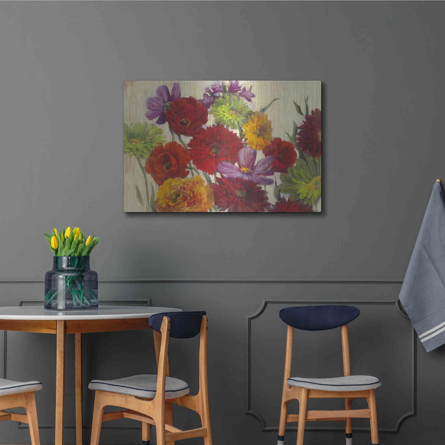 Luxe Metal Art 'Flower Scatter' by Carol Rowan, Metal Wall Art,36x24